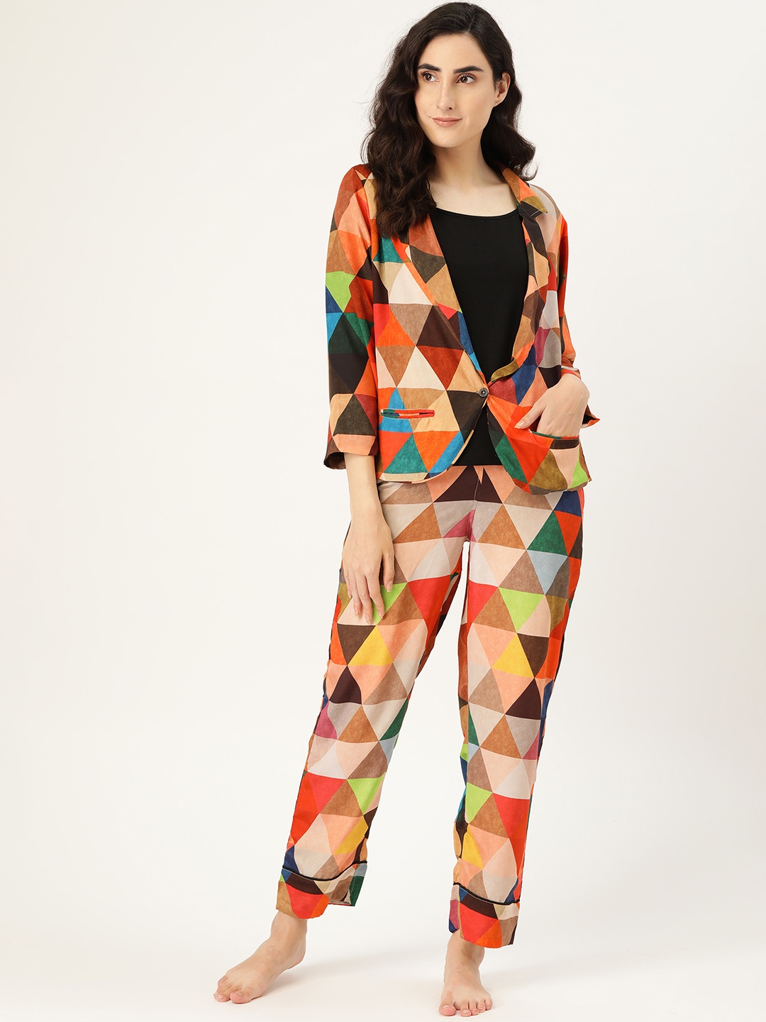 

Clt s Women Multicoloured Printed Night suit, Multi