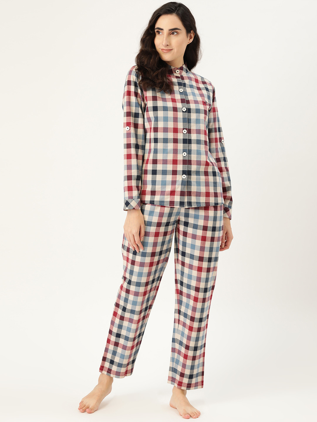 

Clt s Women Multicoloured Checked Night suit, Multi