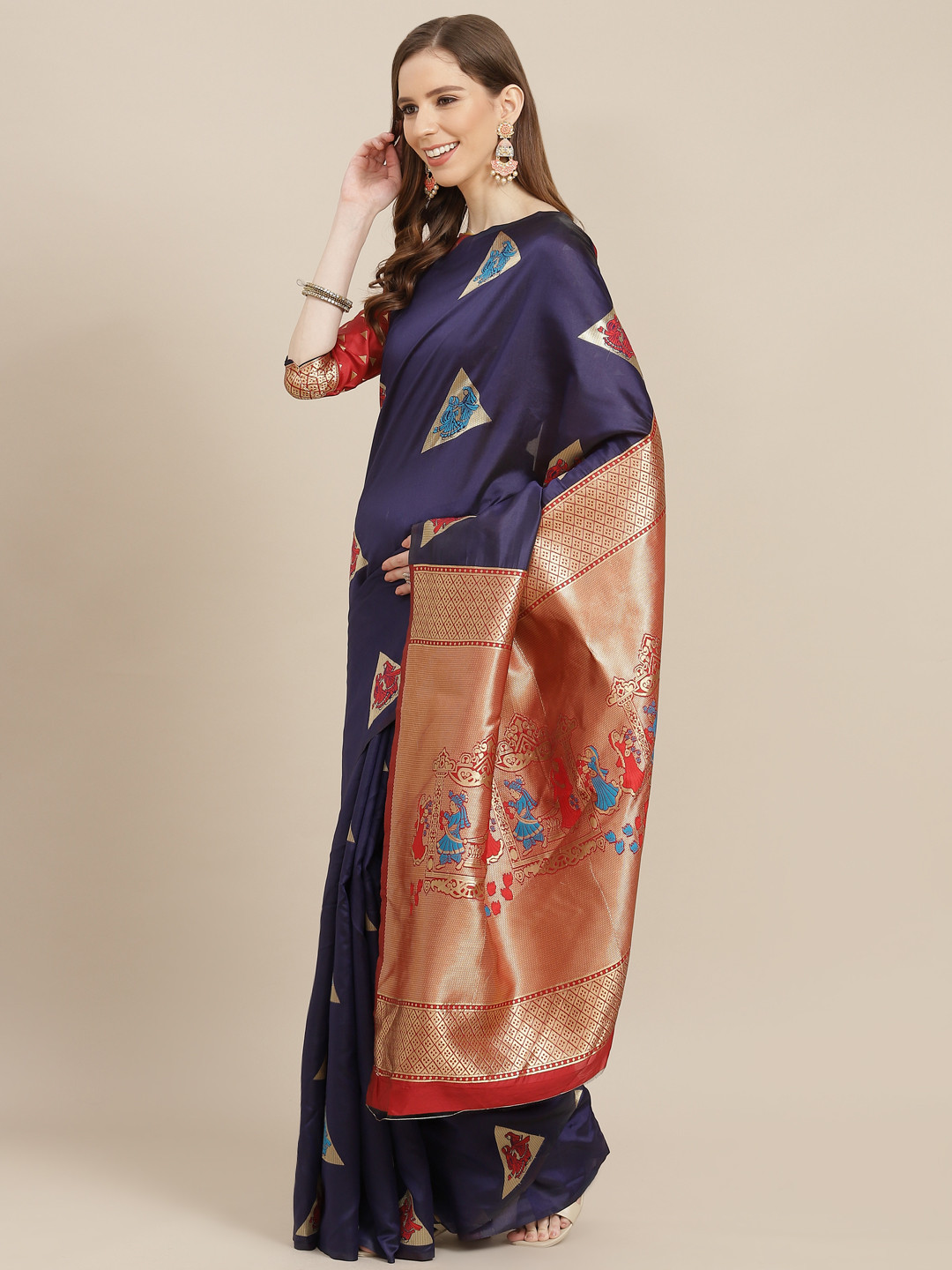 

KALINI Navy Blue Woven Design Banarasi Saree