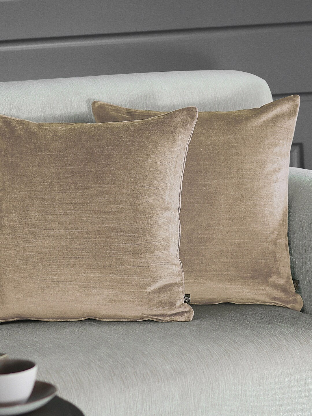 

GM Beige Set of 2 Solid Velvet Square Cushion Covers