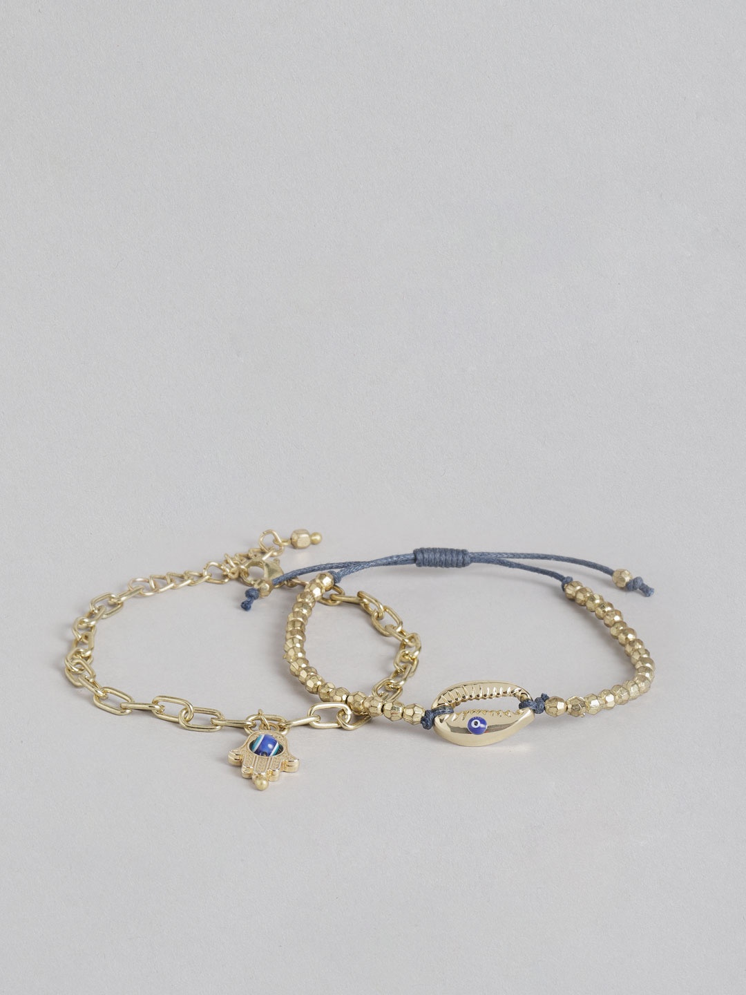 

Blueberry Women Set of 2 Blue Gold-Plated Handcrafted Bracelets