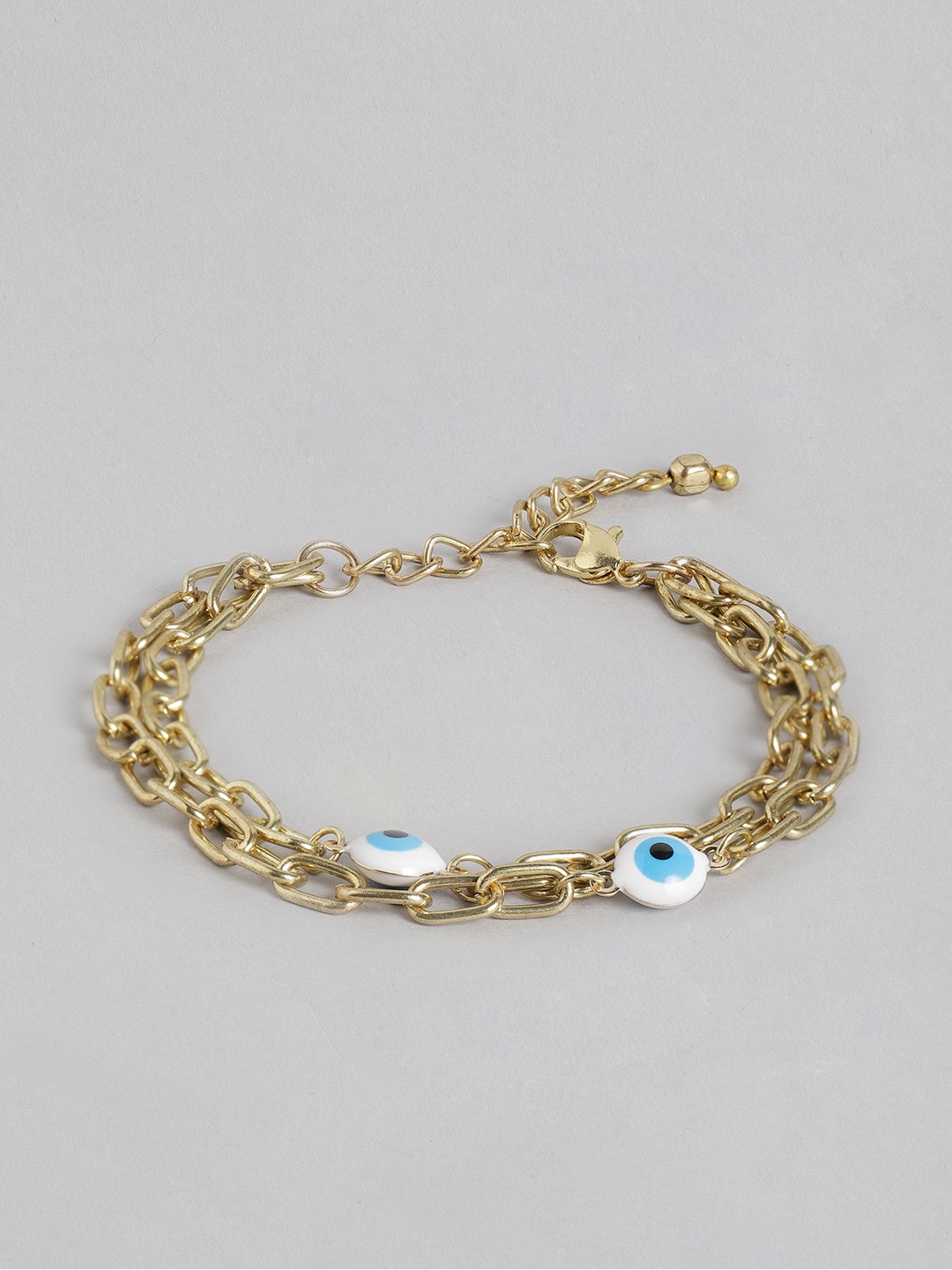 

Blueberry Women Blue Gold-Plated Handcrafted Layered Evil Eye Link Charm Bracelet