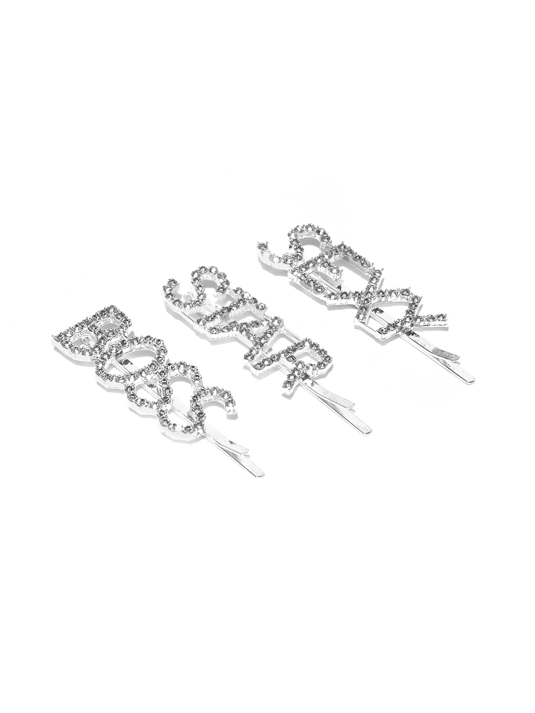 

Blueberry Women Set of 3 Silver-Plated Embellished Bobby Pins