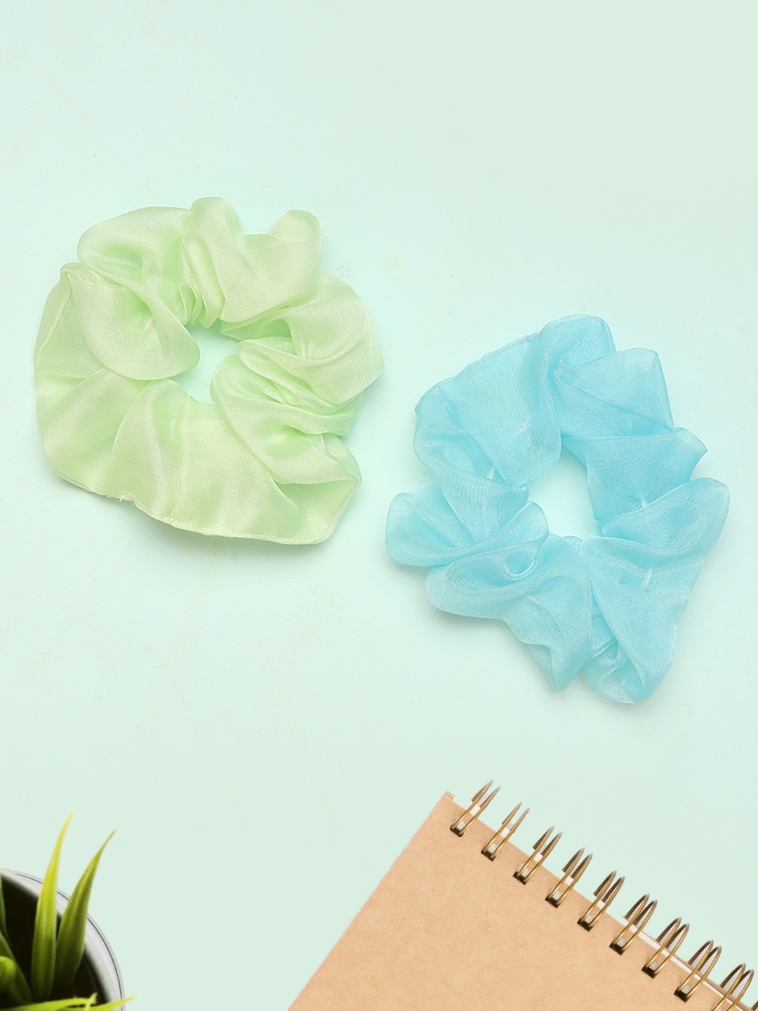 

Blueberry Women Set of 2 Organza Scrunchies, Green