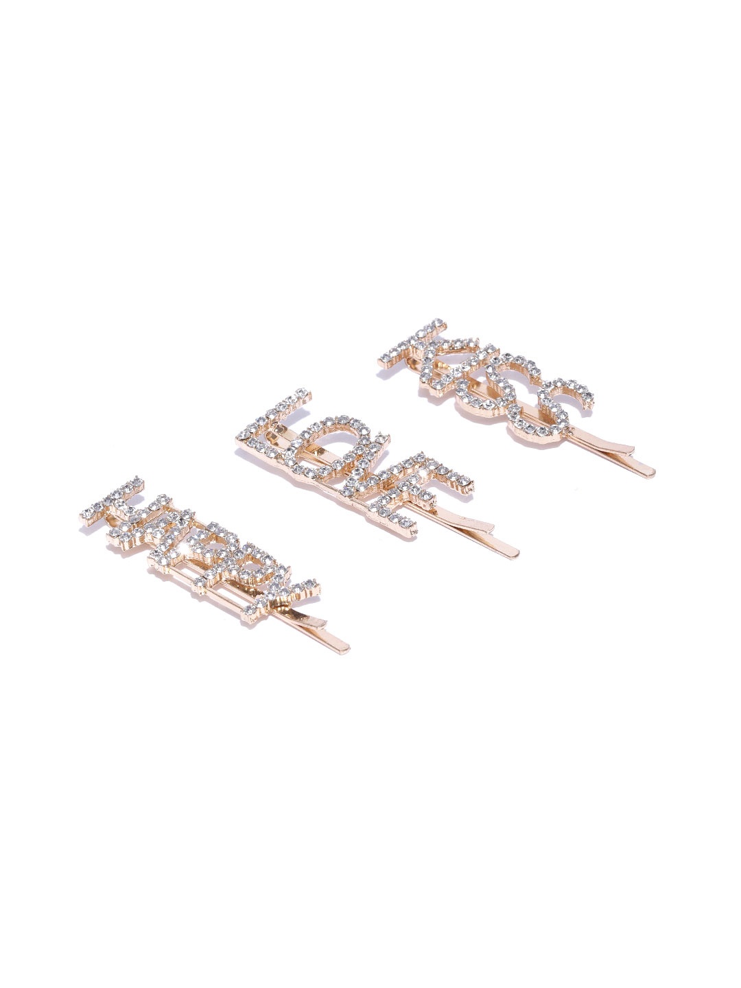 

Blueberry Women Set of 3 Gold-Plated Embellished Bobby Pins