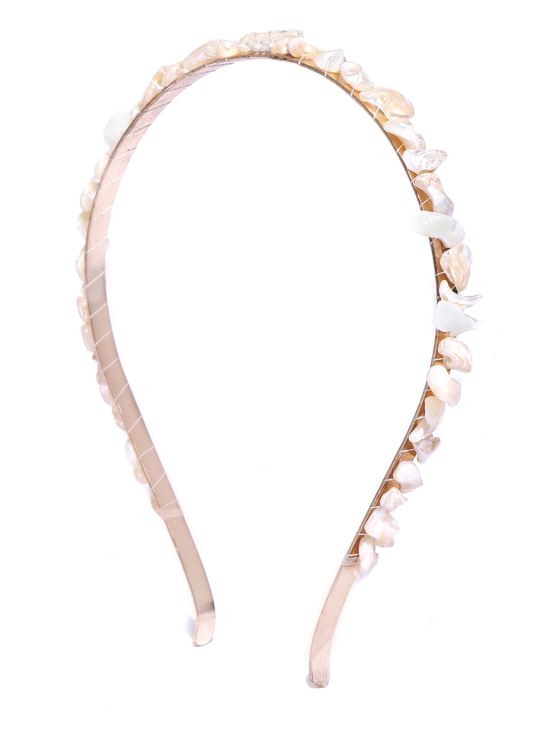 Blueberry Women Off White & Gold-Toned Sea Shell Beaded Hairband