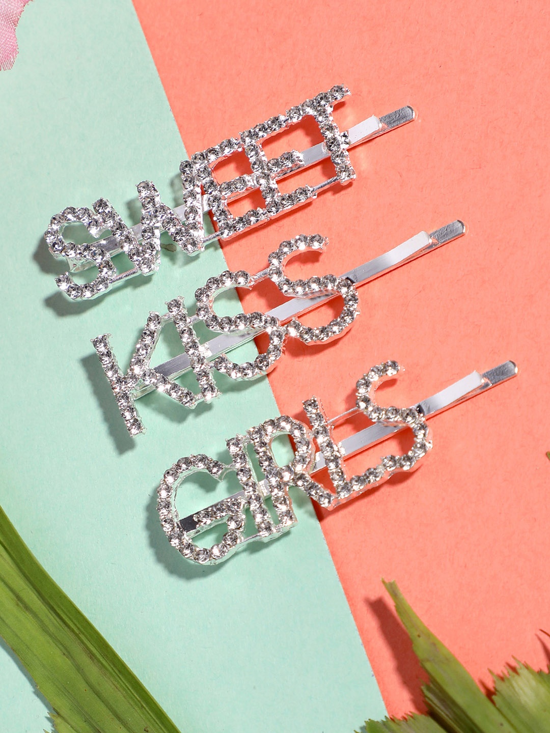 

Blueberry Women Set of 3 Silver-Plated Embellished Bobby Pins