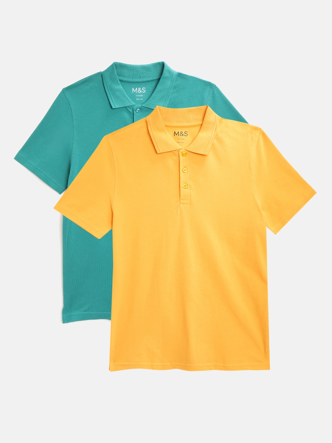 

Marks Spencer Boys Pack of 2 Solid Pure Cotton Polo Collar Pure Cotton T-shirts, Mustard
