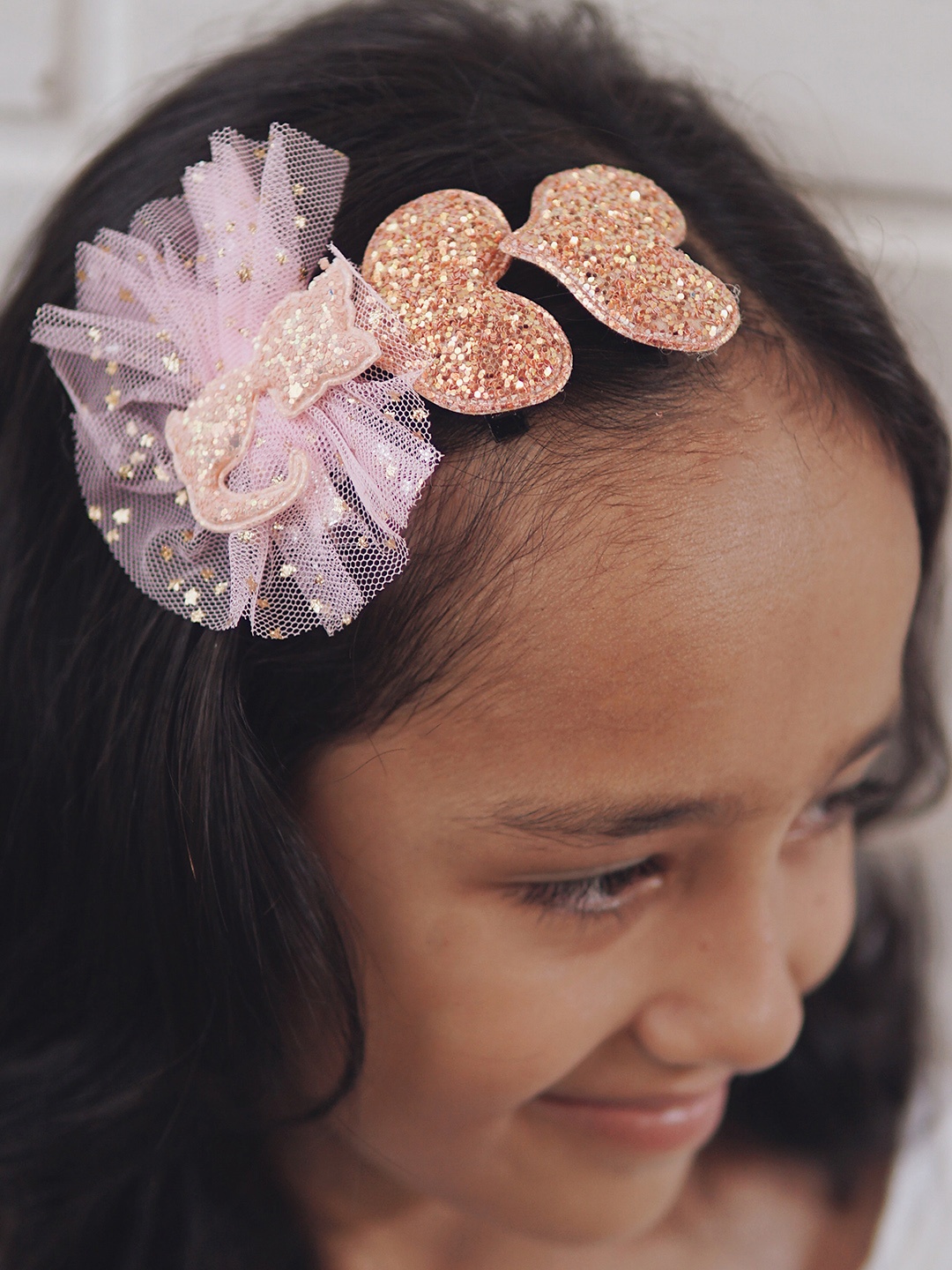 

lil' star Girls Set of 3 Glitter Embellished Multicolor Hair Clip Set, Pink