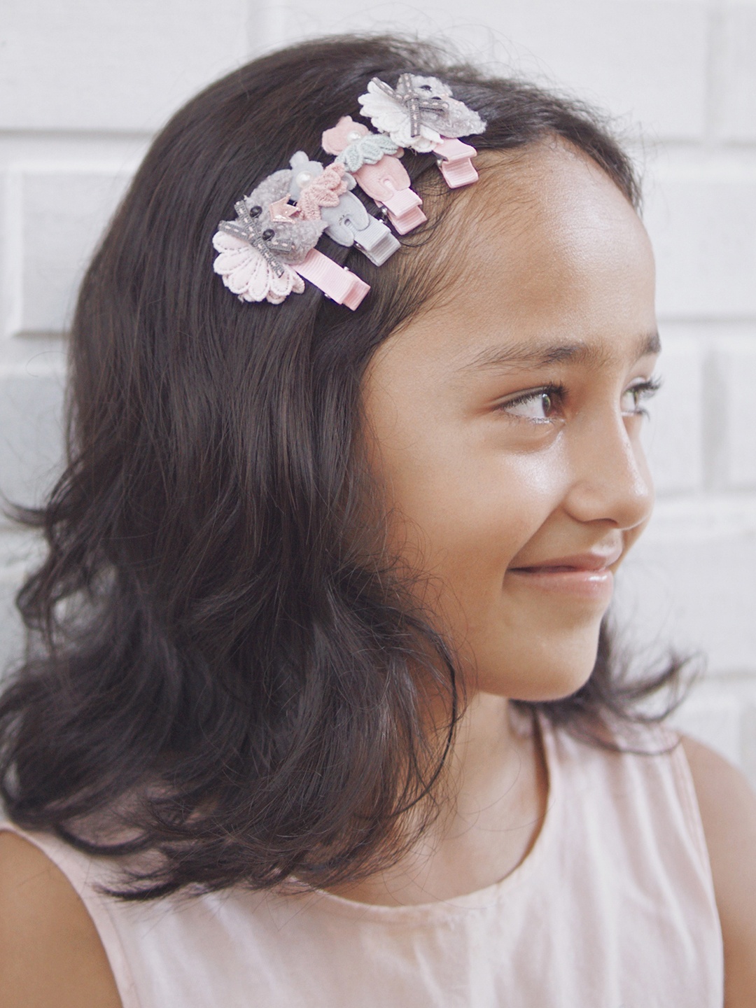

lil' star Girls Set of 4 Pink & Grey Hair Accessory Set
