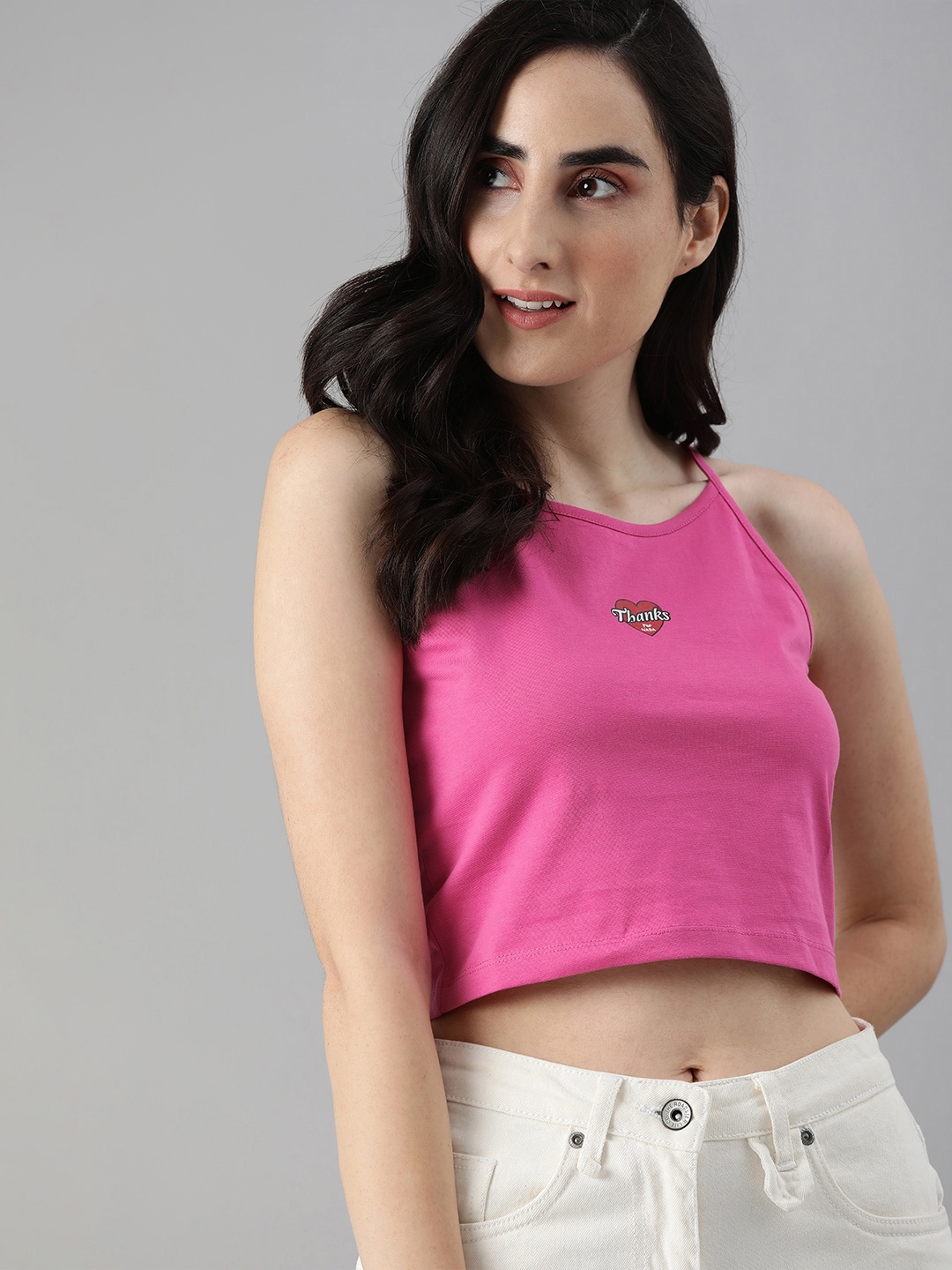 

ONLY Women Pink & Red Printed T-shirt