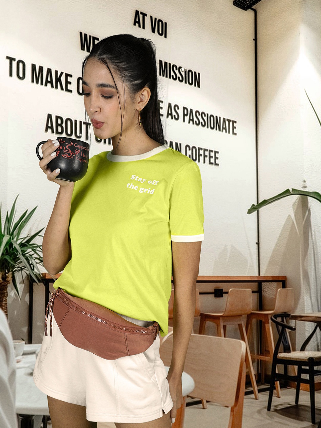 

ONLY Women Yellow Solid T-shirt