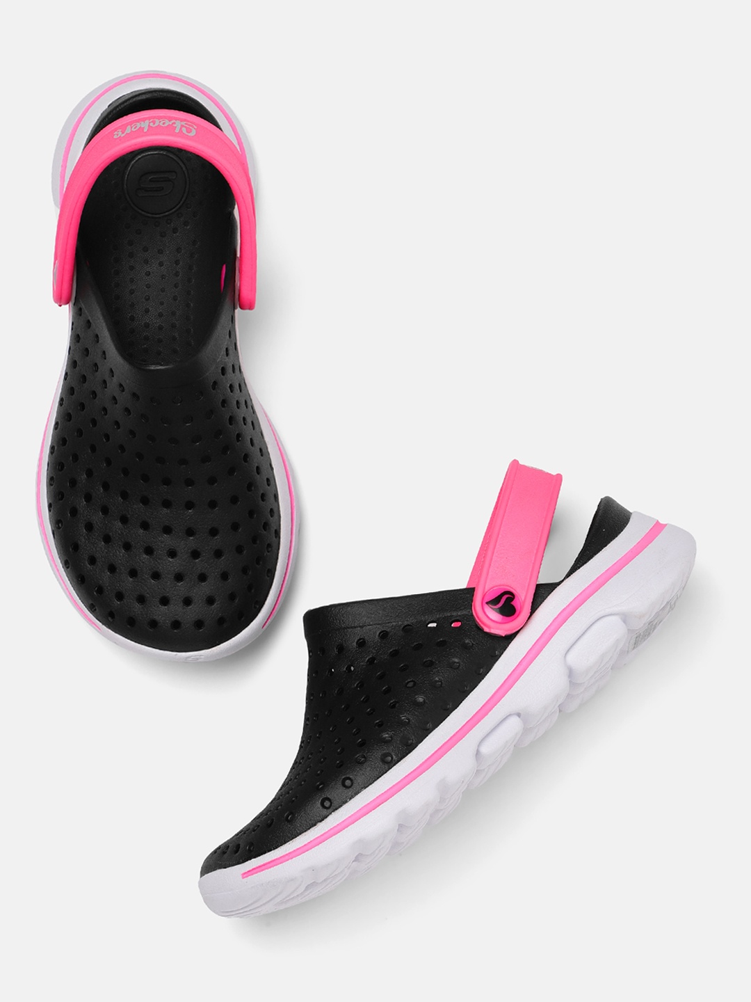 

Skechers Girls Black & Pink Solid Clogs