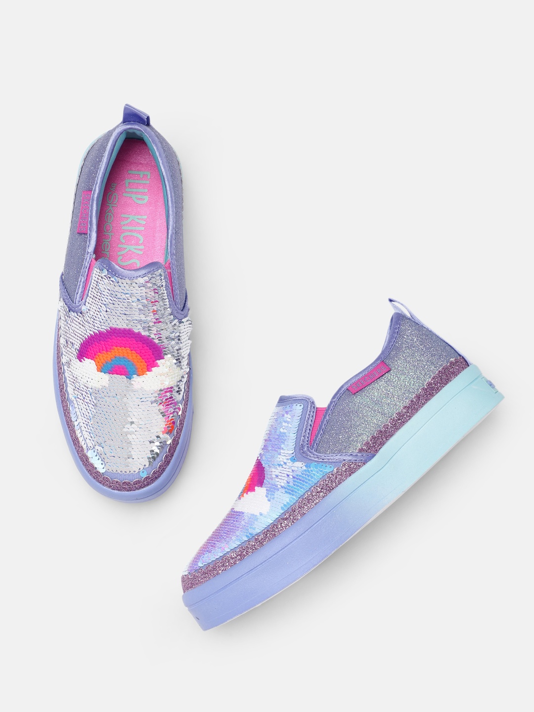

Skechers Girls Blue Embellished LITES 2.0-RAINBOW DAZZLER Slip-On Sneakers
