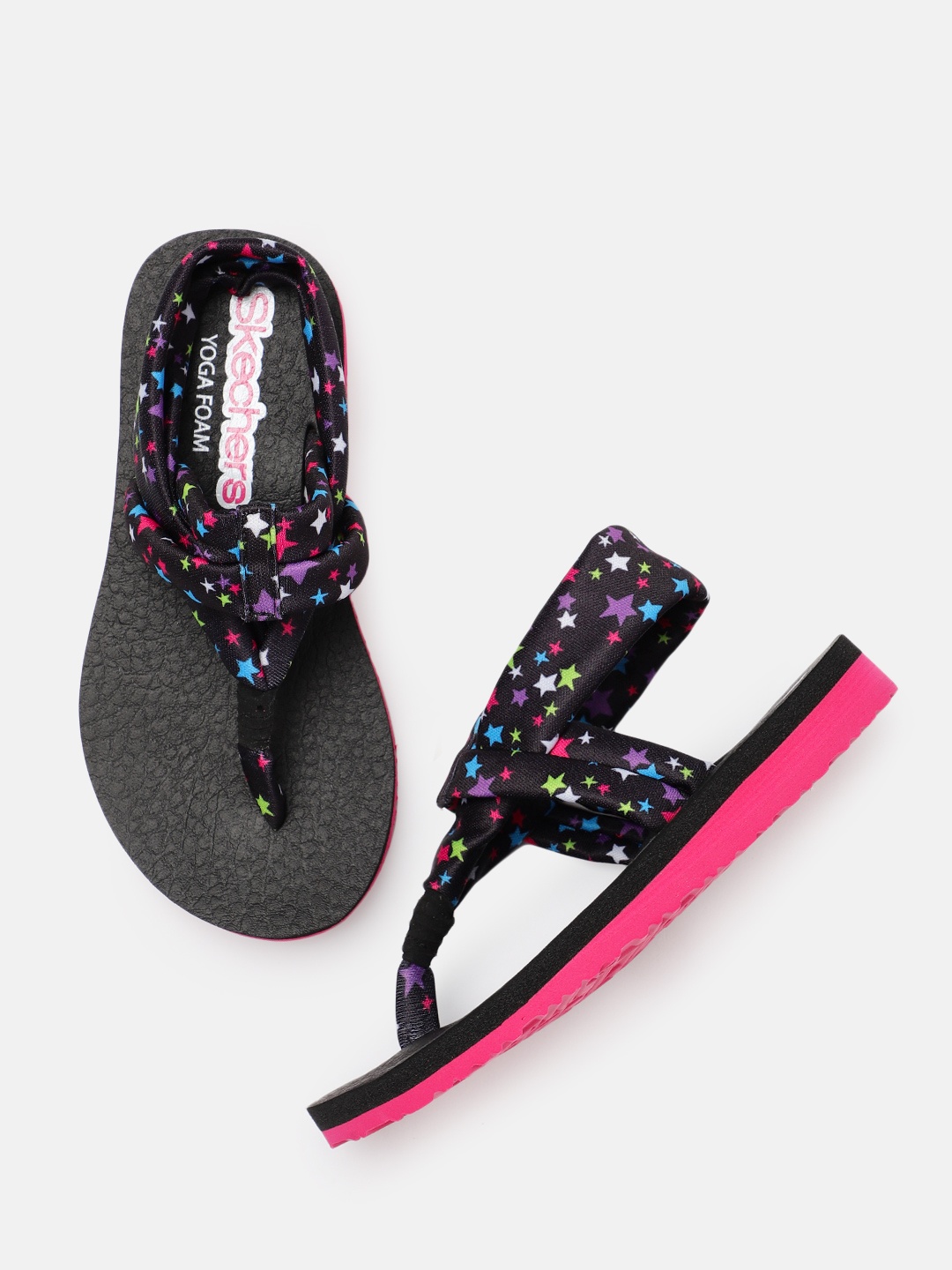 

Skechers Girls Black MEDITATION-STAR GAZING Printed T-Strap Flats