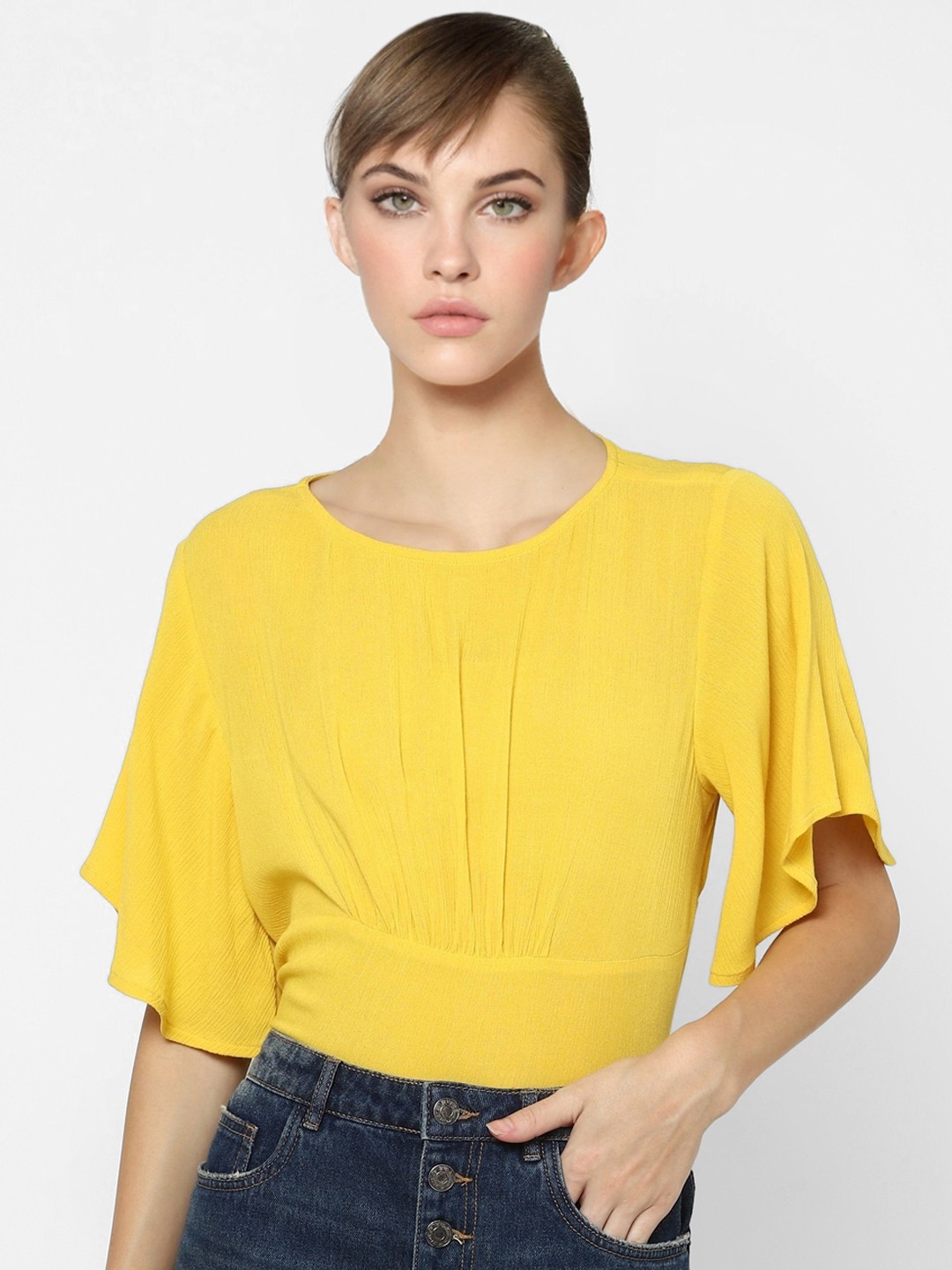 

ONLY Yellow A-Line Flared Sleeves Top