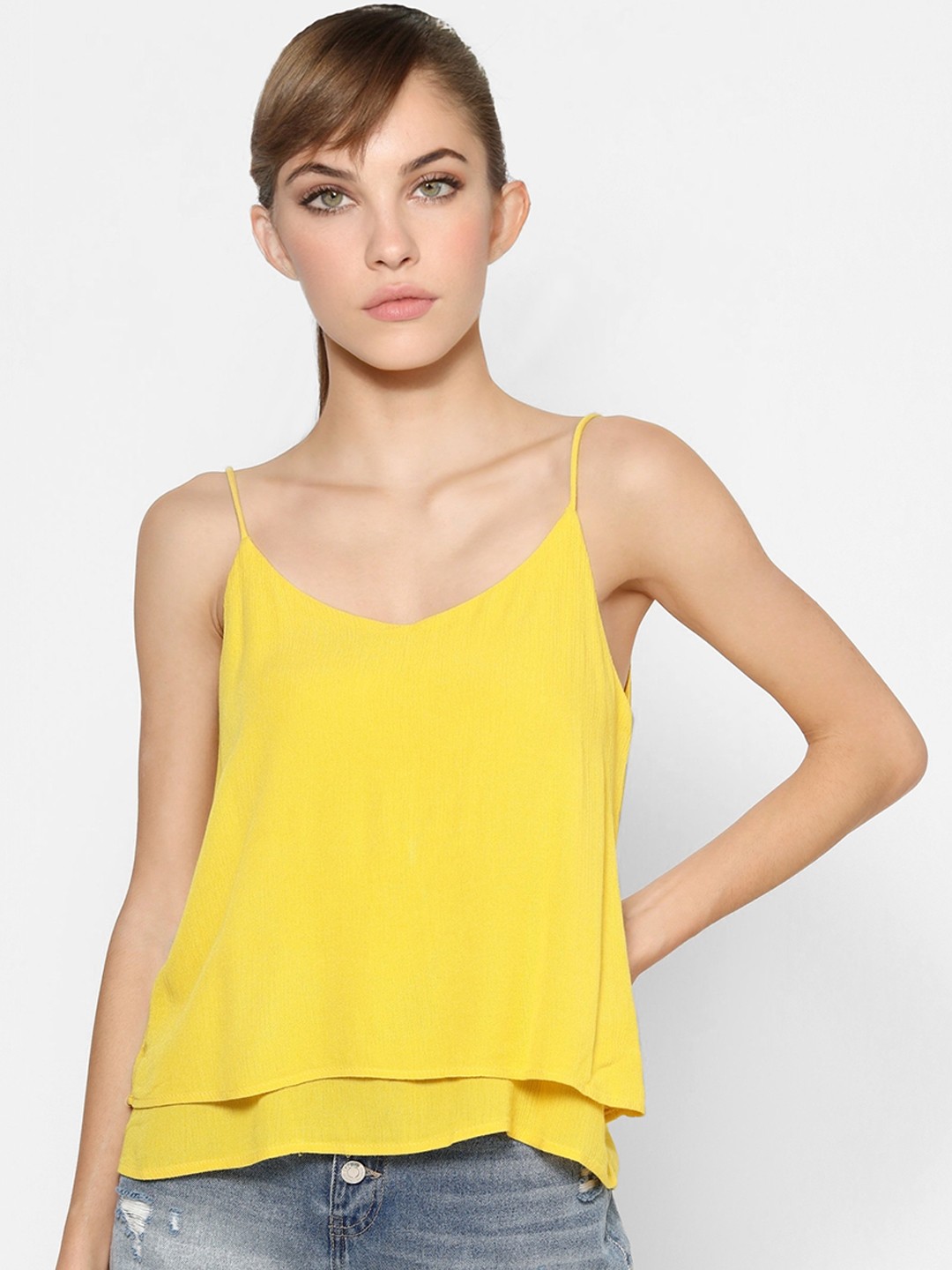 

ONLY Yellow Tiered Shoulder Strap Regular Top