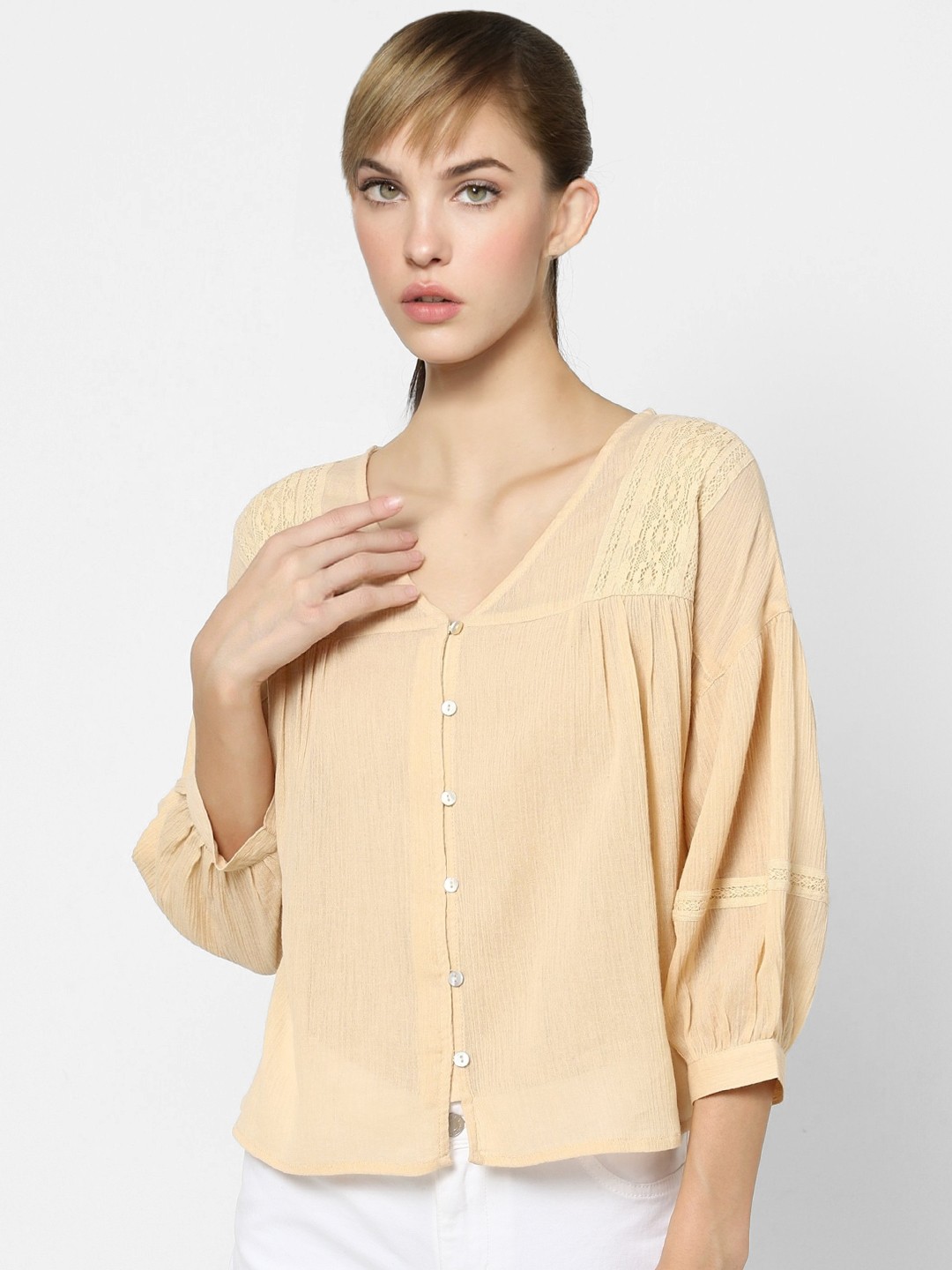 

ONLY Beige Puff Sleeve Regular Top