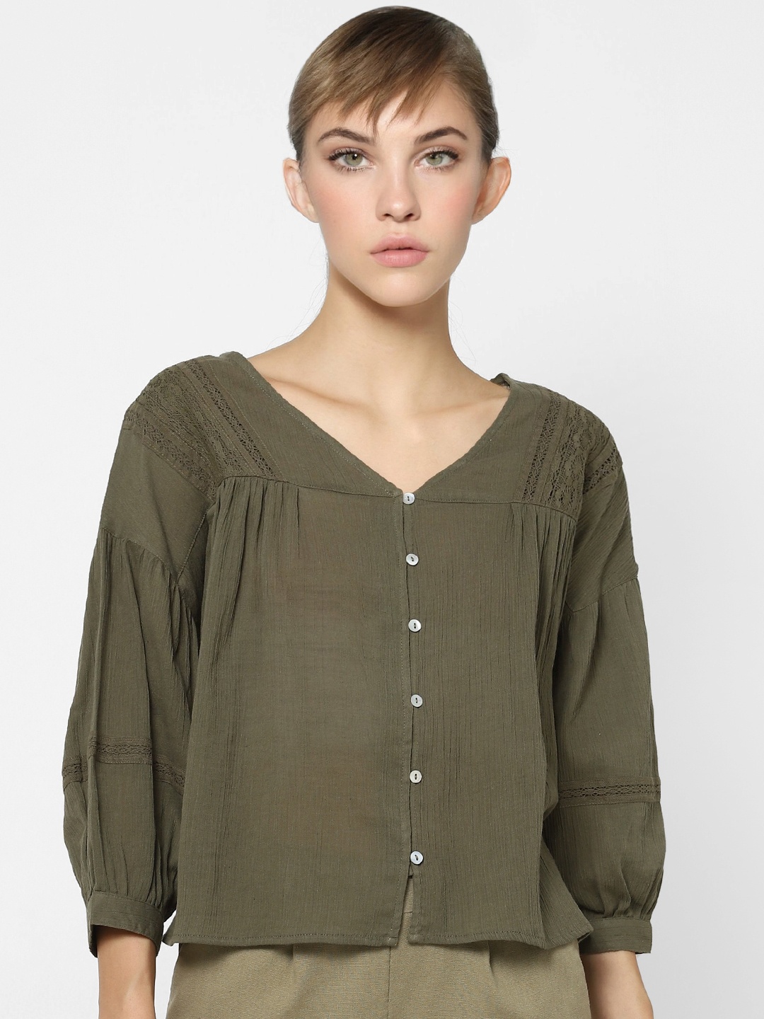 

ONLY Olive Puff Sleeve Regular Top