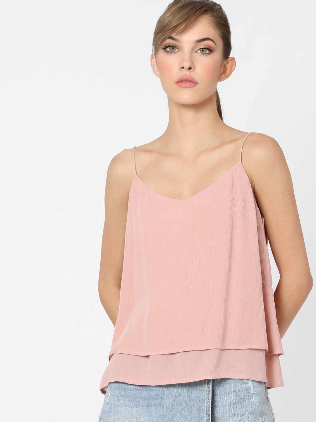 

ONLY Women Misty Rose Solid Shoulder Strap Regular Top