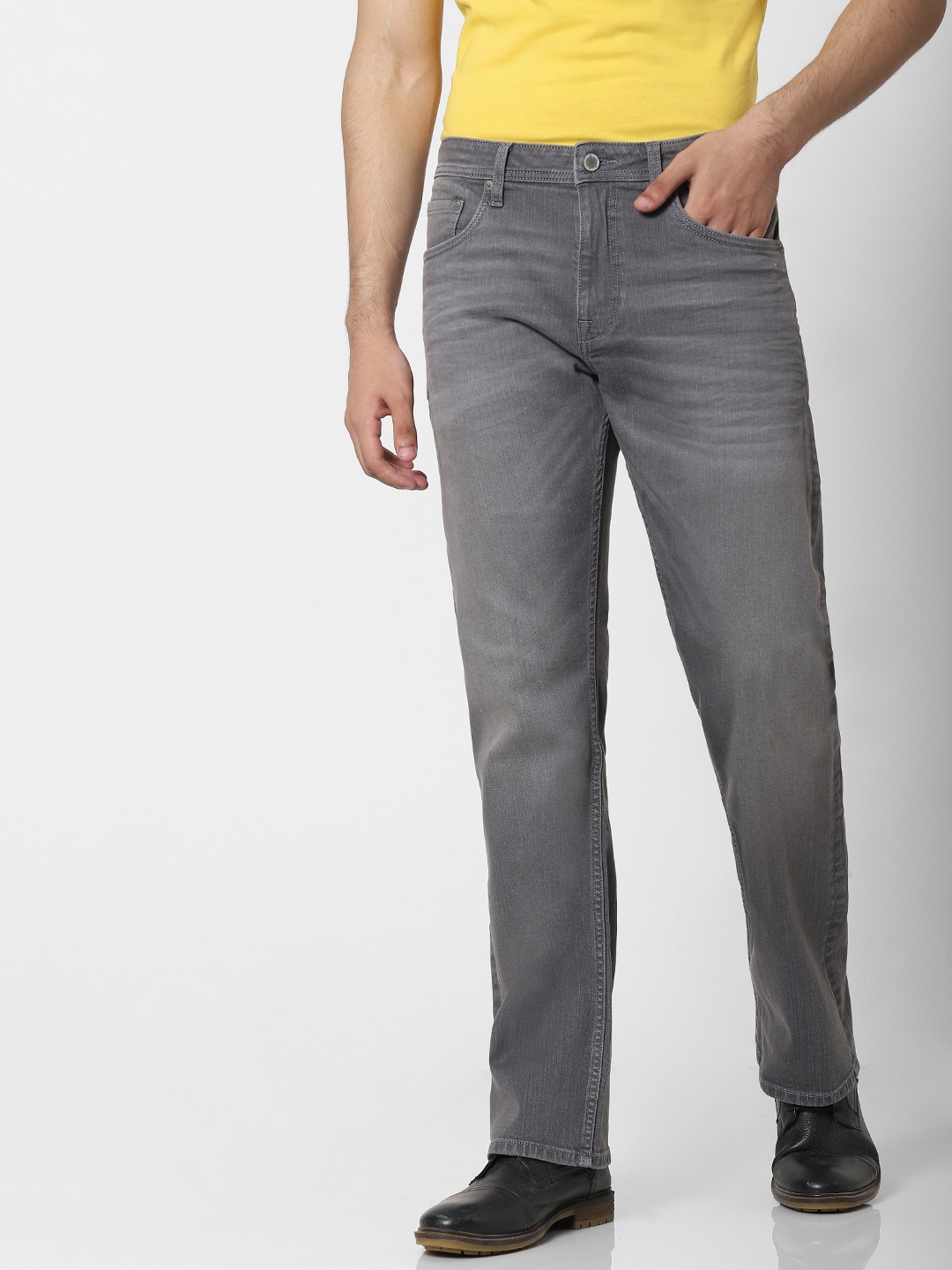 

Jack & Jones Men Grey Bootcut Low-Rise Heavy Fade Jeans