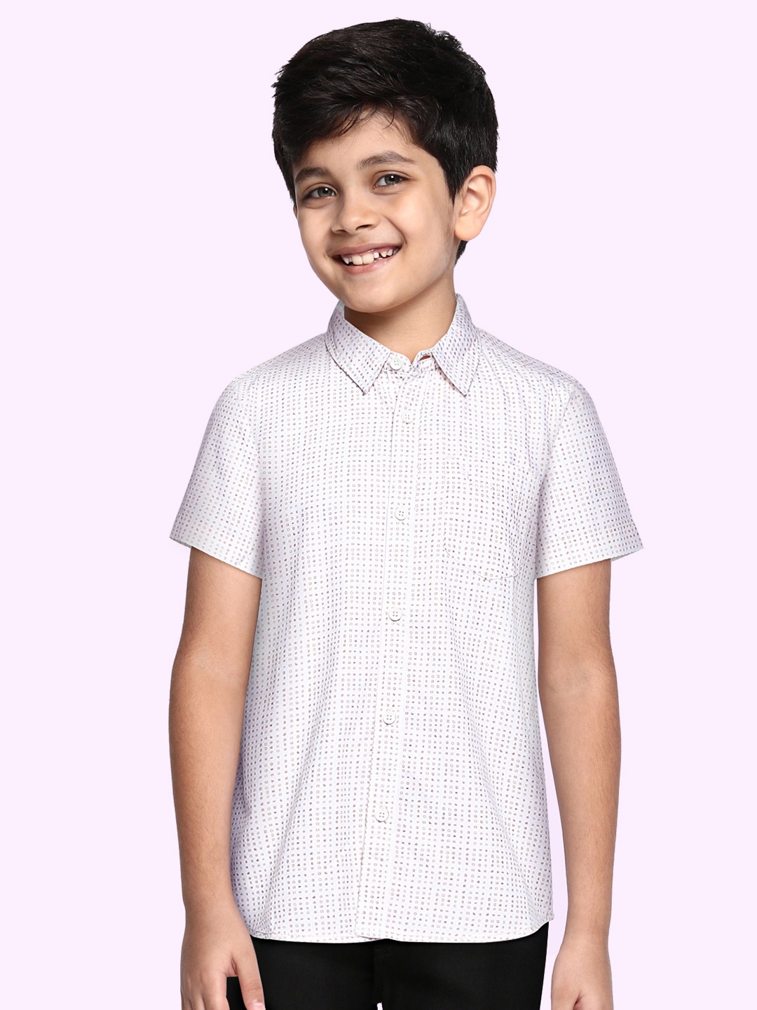 

Allen Solly Junior Boys White & Brown Regular Fit Printed Cotton Casual Shirt