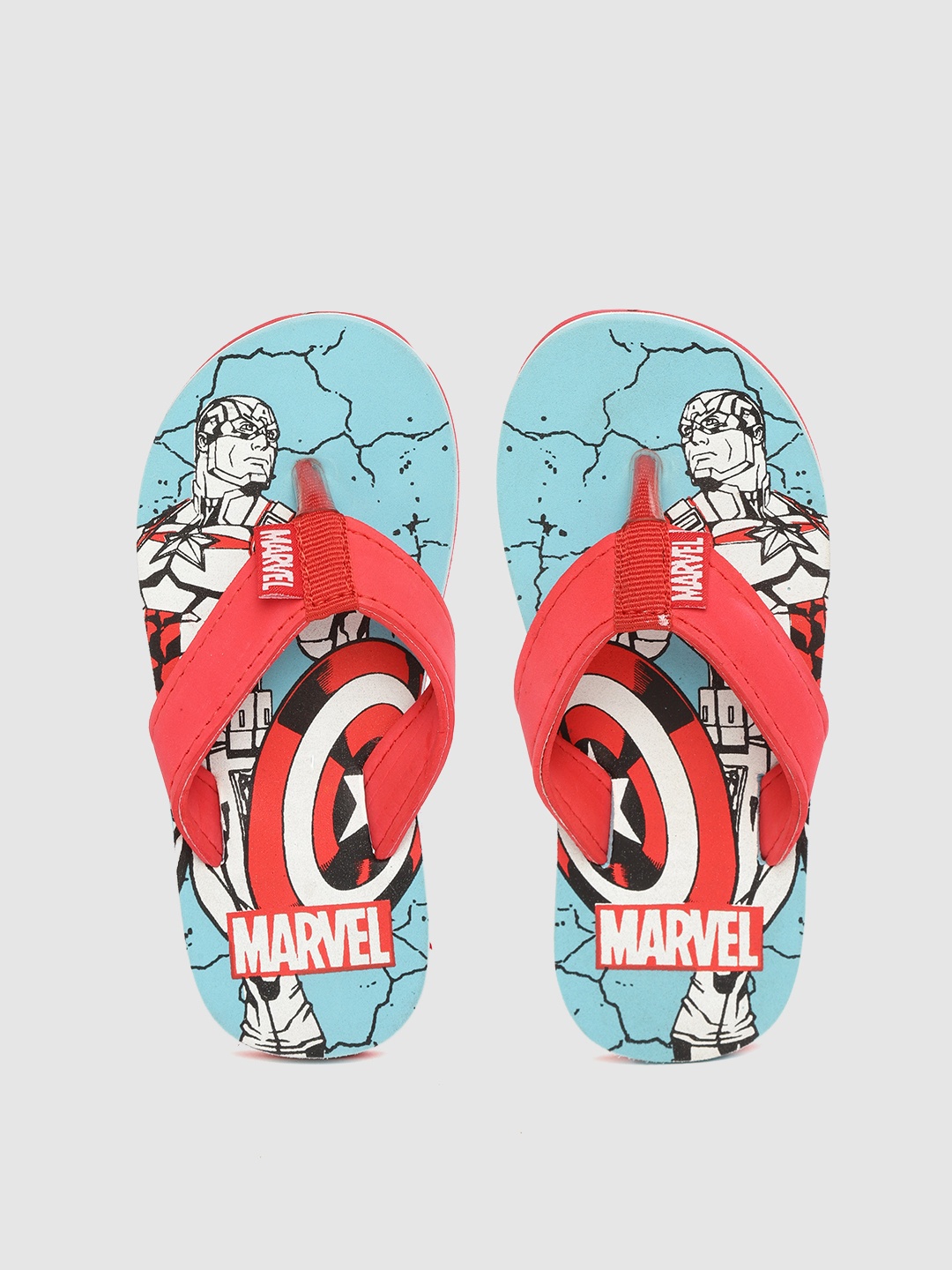 

toothless Boys Red & Blue Marvel Avengers Captain America Printed Rubber Thong Flip-Flops