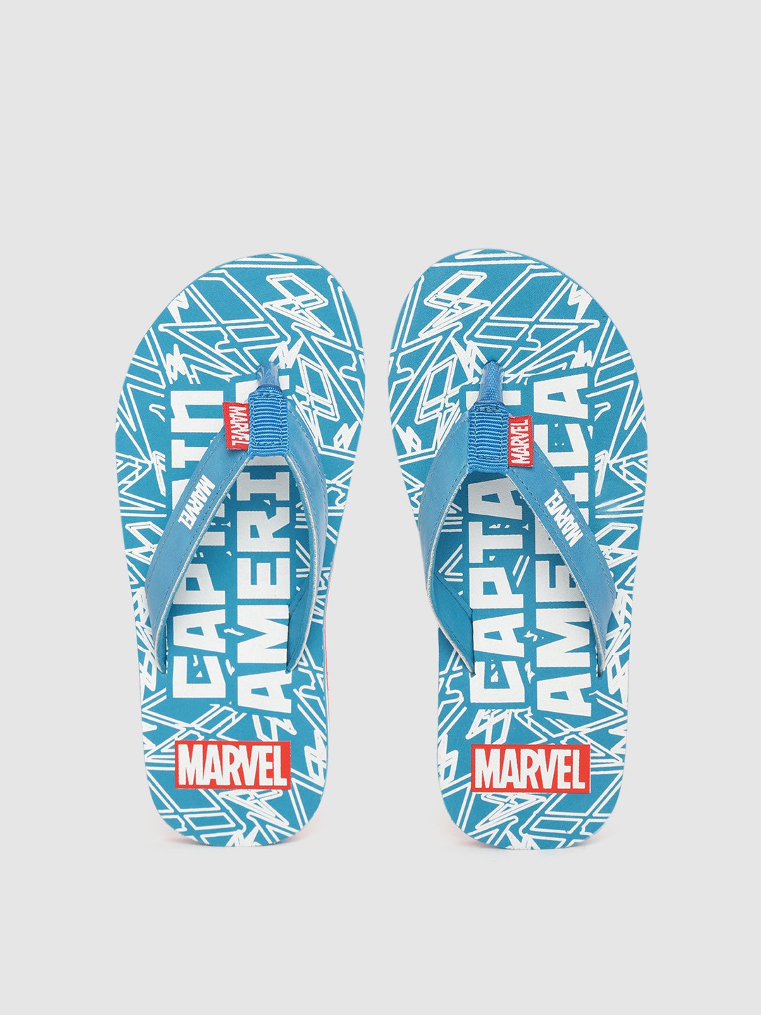 

toothless Boys Blue & White Captain America Printed Thong Flip-Flops