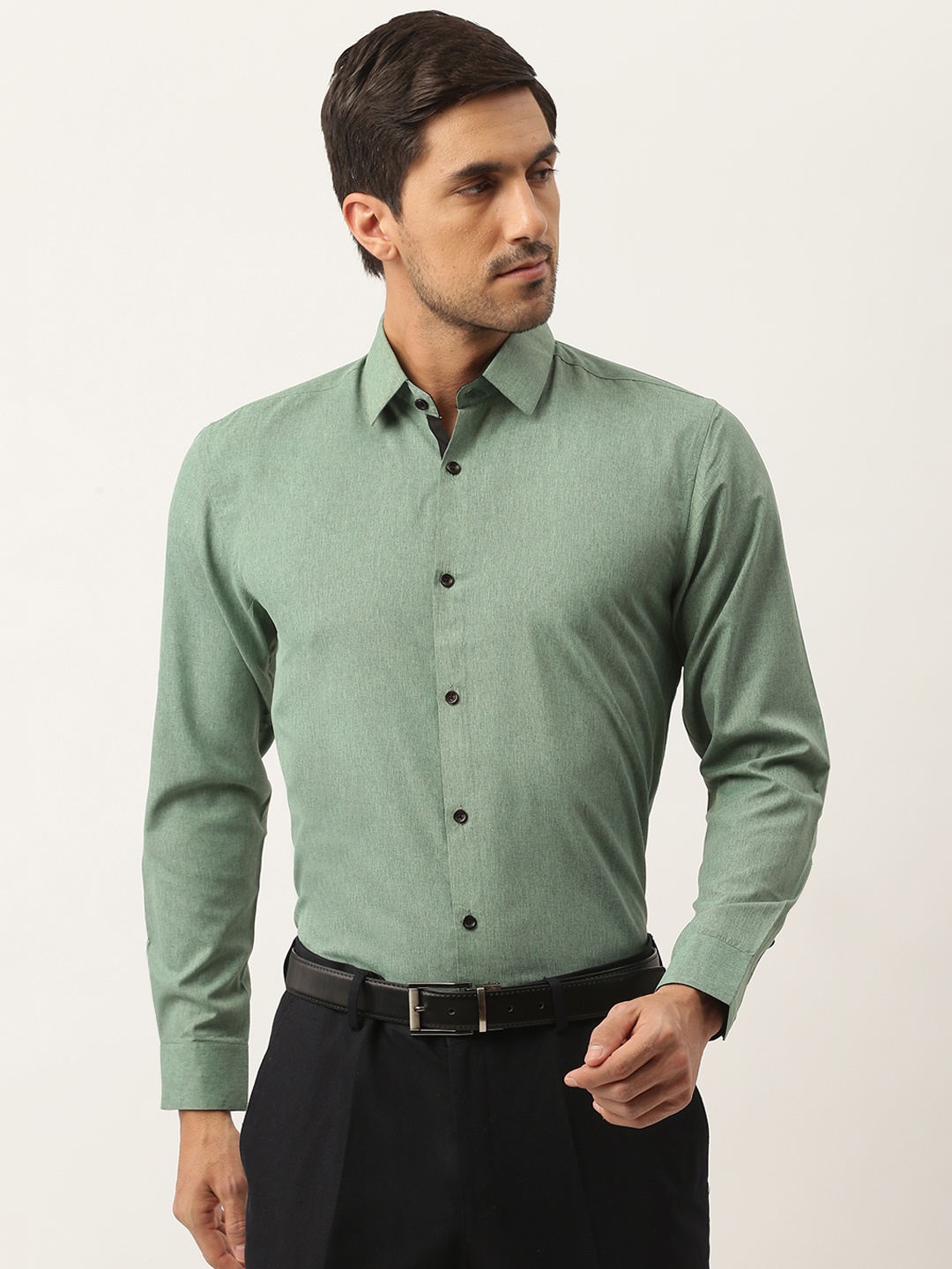 

SOJANYA Men Green Classic Regular Fit Cotton Solid Formal Shirt