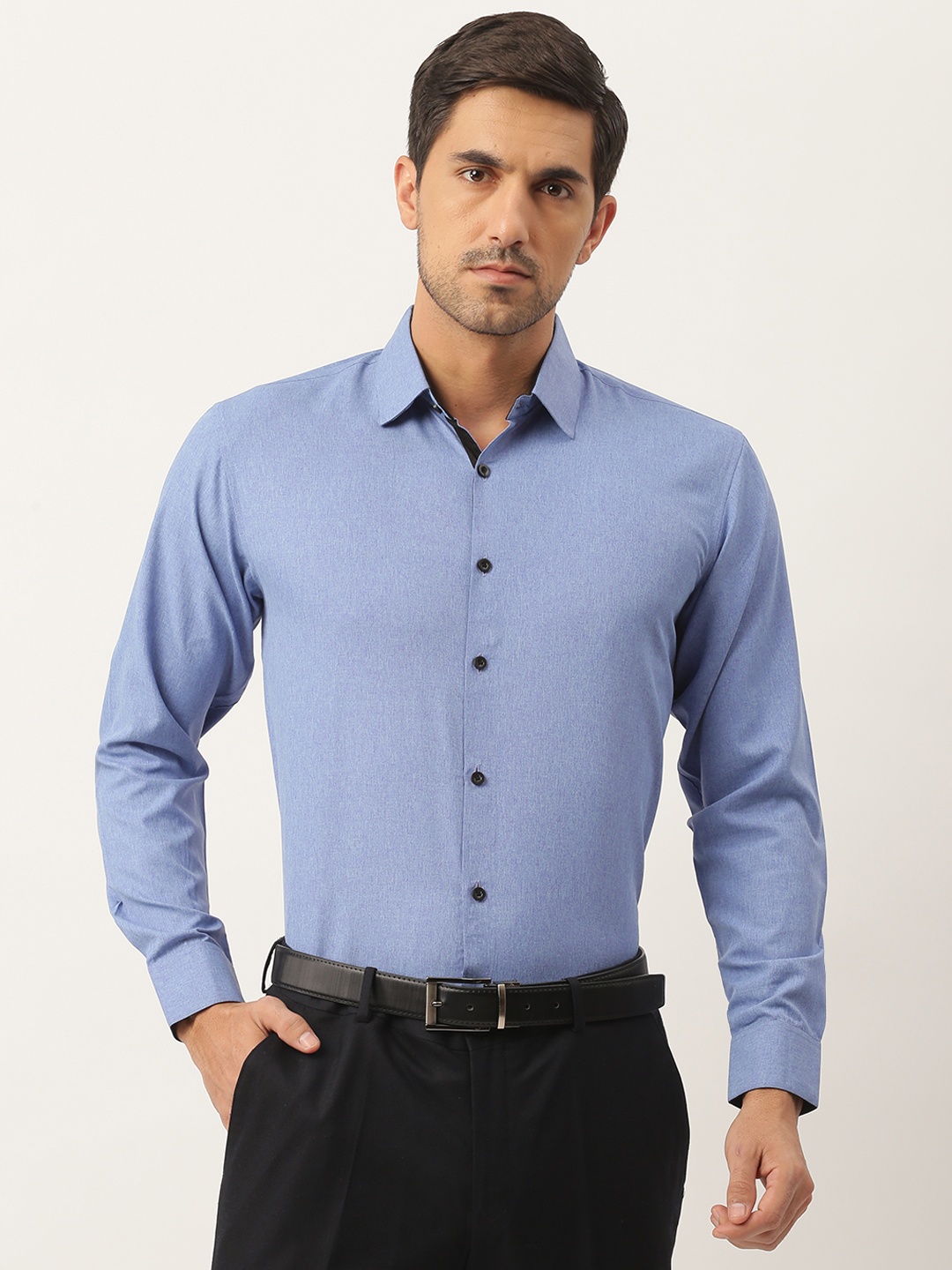 

SOJANYA Men Blue Classic Regular Fit Cotton Solid Formal Shirt
