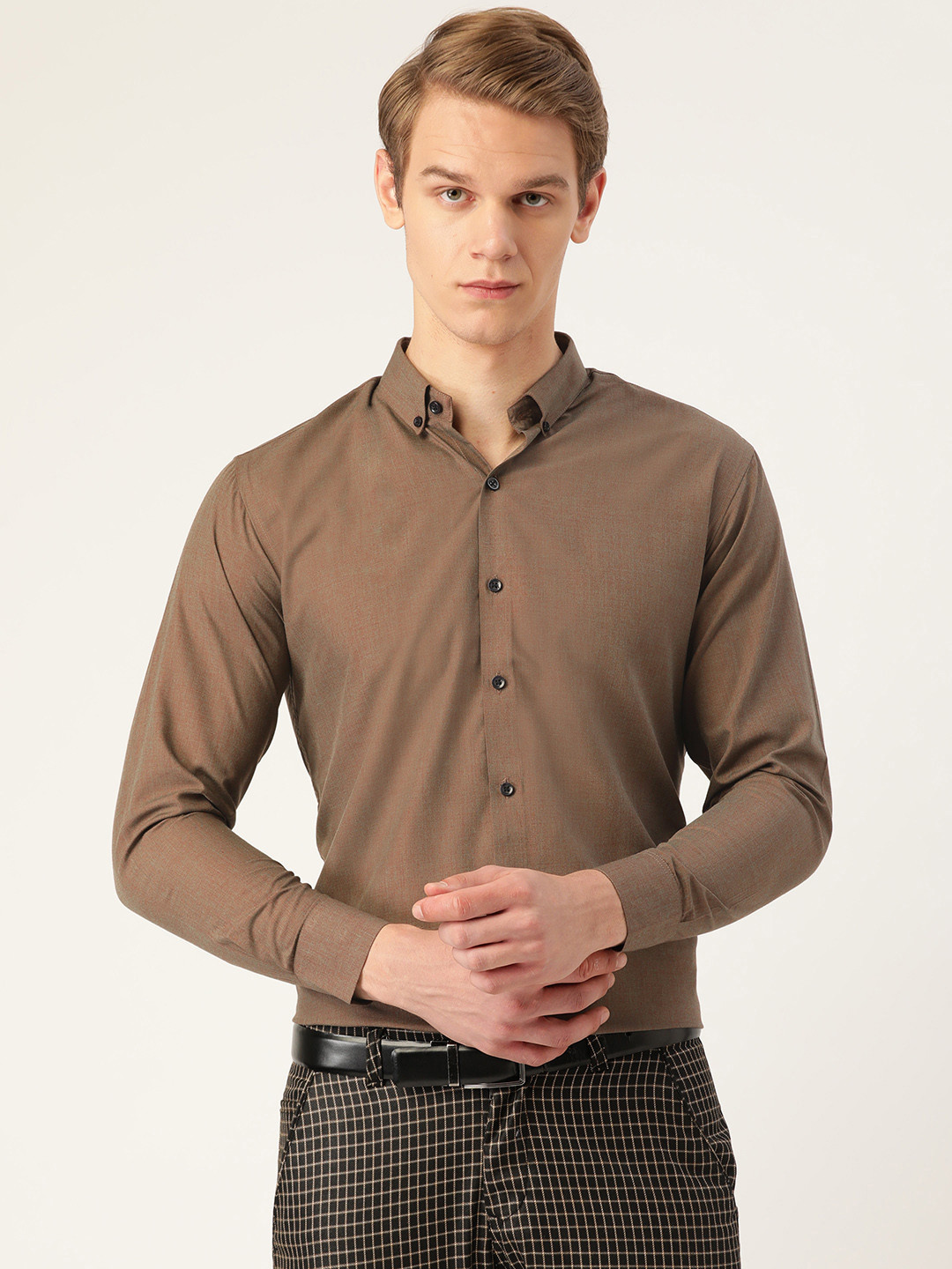 

SOJANYA Men Brown Classic Fit Formal Shirt
