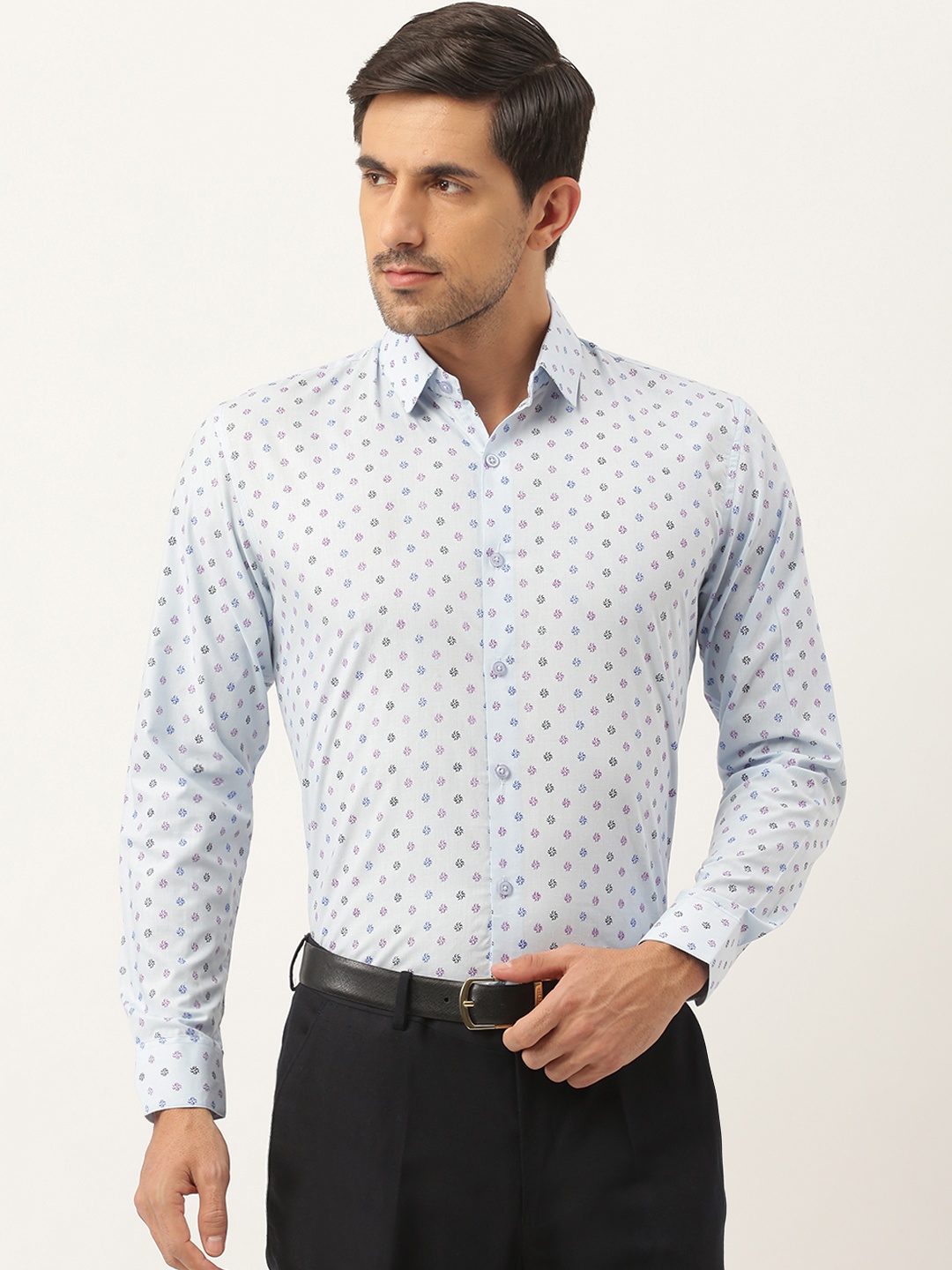 

SOJANYA Men Blue Classic Fit Printed Formal Shirt