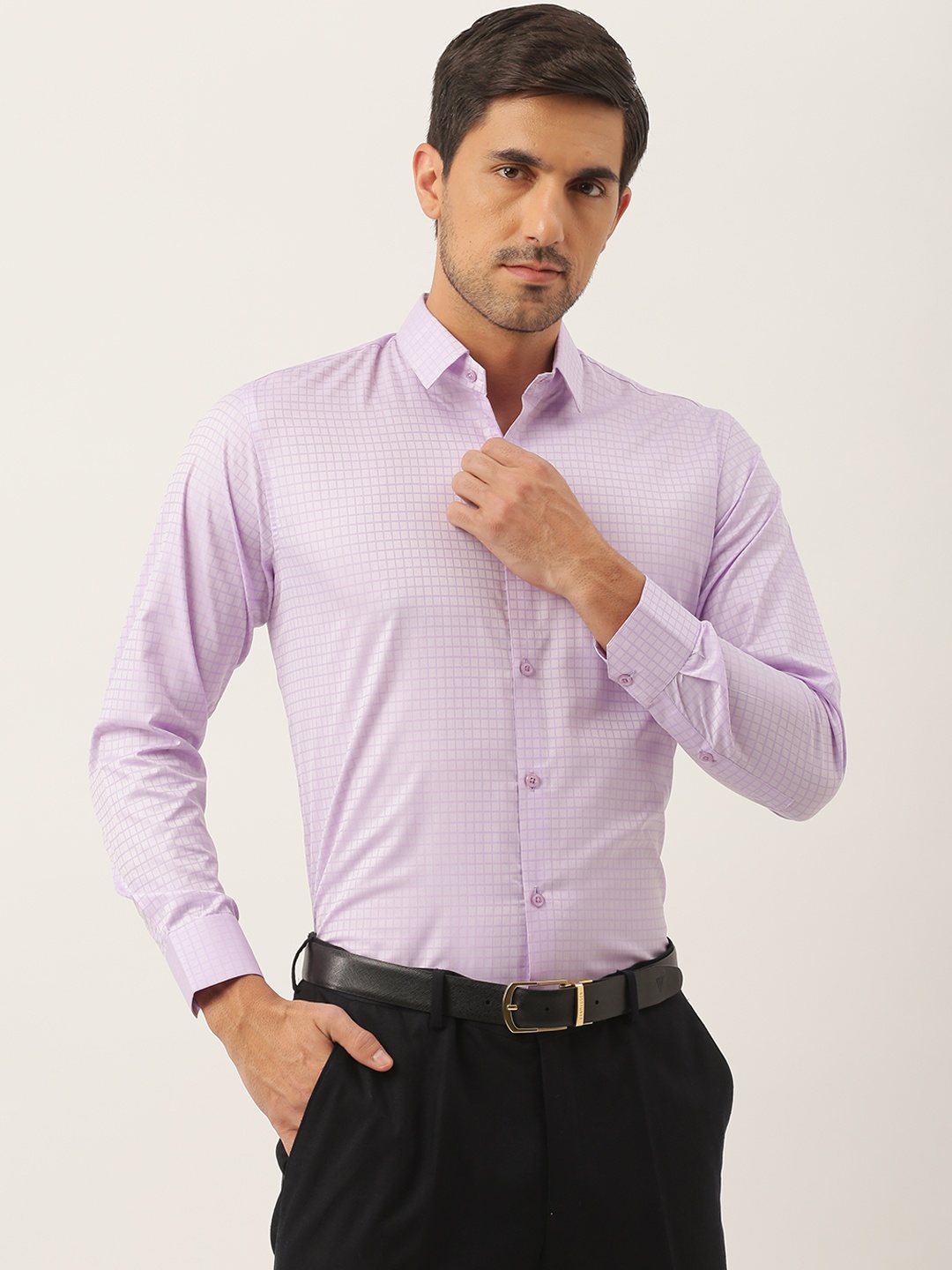 

SOJANYA Men Purple Classic Fit Checked Formal Shirt