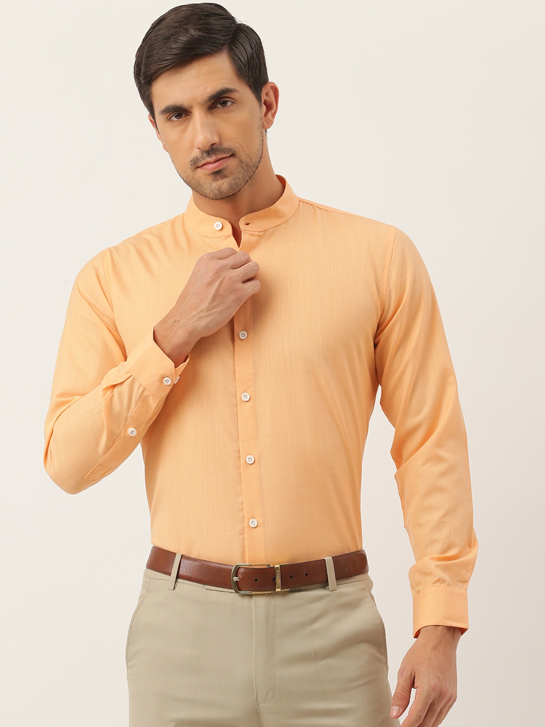 

SOJANYA Men Peach-Coloured Semi Fit Formal Shirt