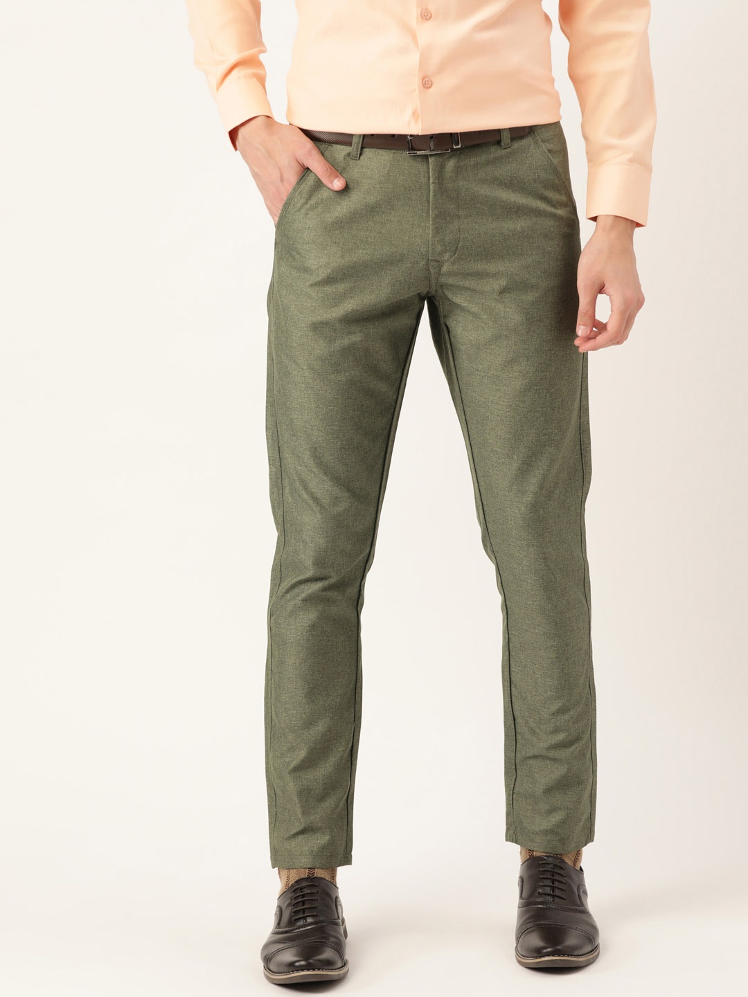 

SOJANYA Men Green Smart Fit Formal Trousers