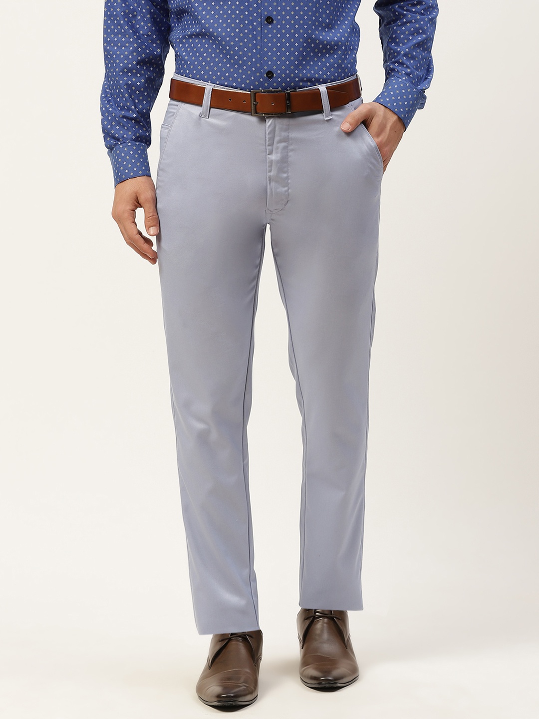 

SOJANYA Men Blue Smart Fit Formal Trousers