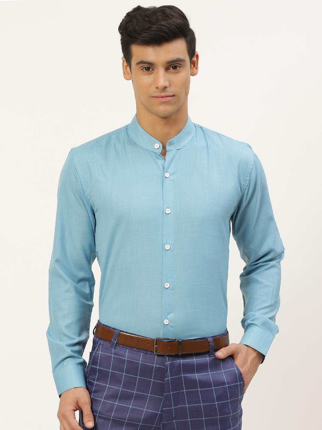 

SOJANYA Men Blue Semi Formal Shirt