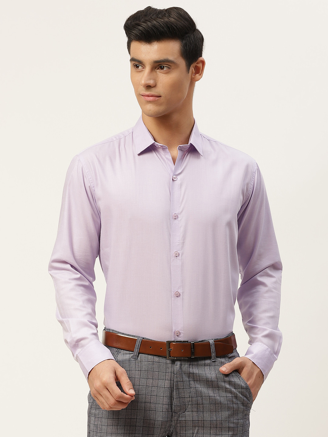 

SOJANYA Men Lavender Classic Regular Fit Solid Formal Shirt
