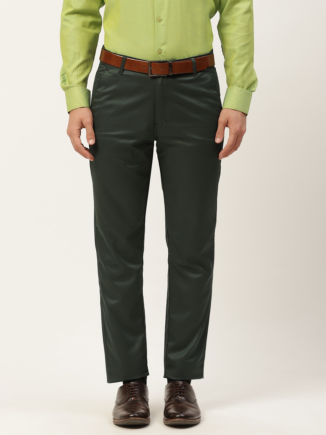 

SOJANYA Men Olive Green Smart Formal Trousers