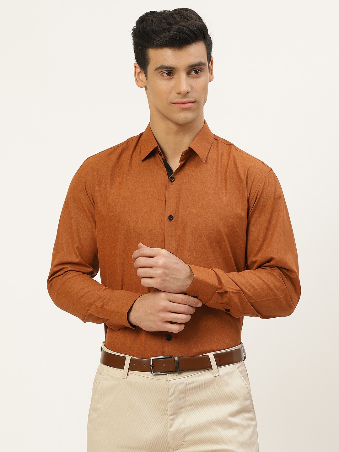 

SOJANYA Men Rust Orange Classic Regular Fit Solid Formal Shirt