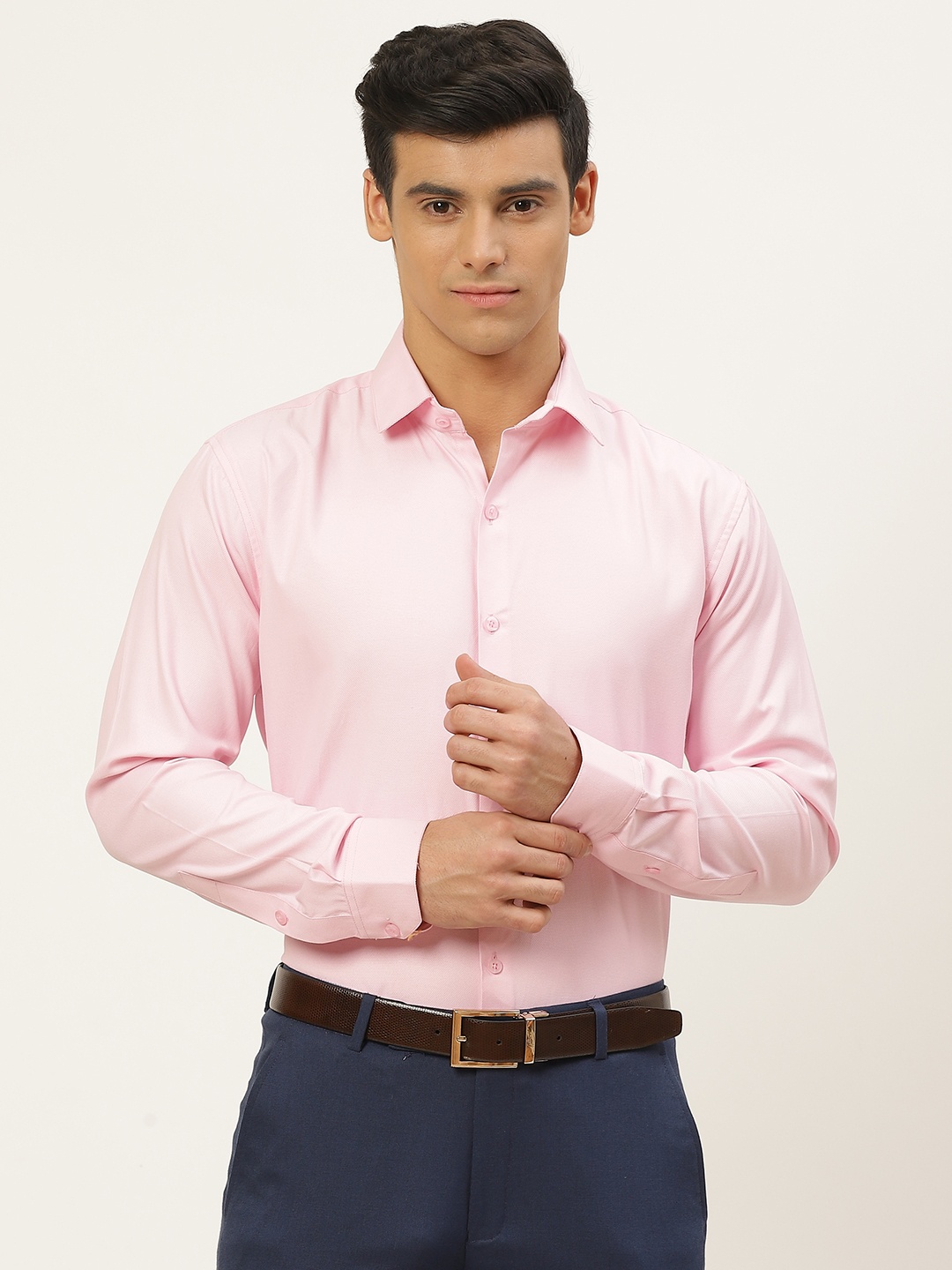 

SOJANYA Men Pink Classic Regular Fit Self-Design Formal Shirt