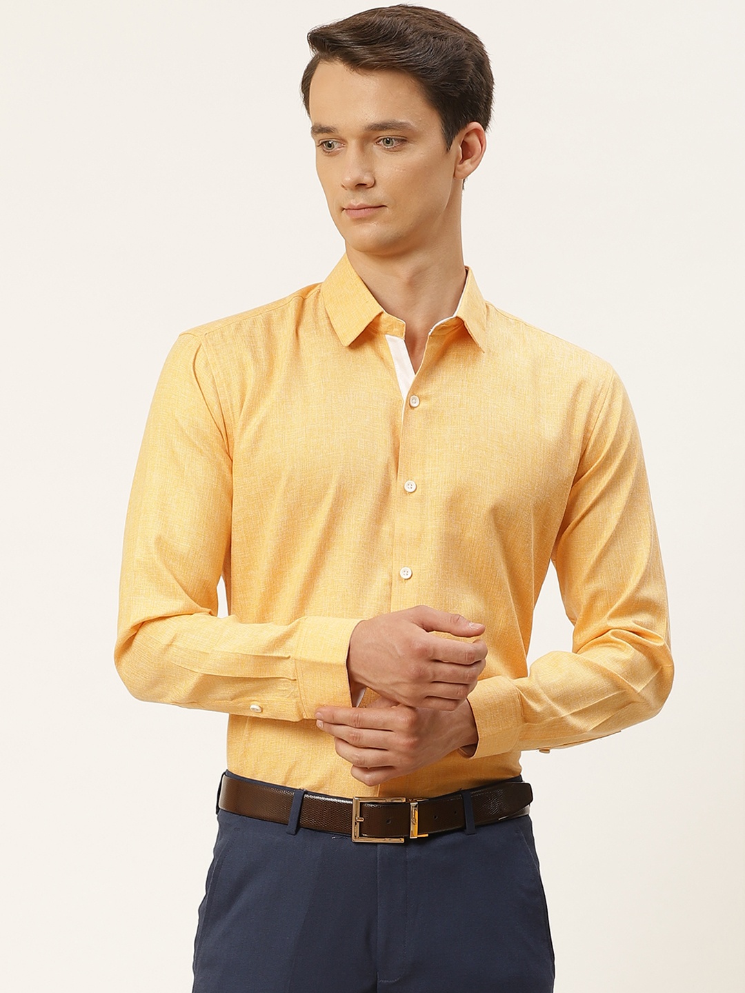 

SOJANYA Men Yellow Classic Formal Shirt