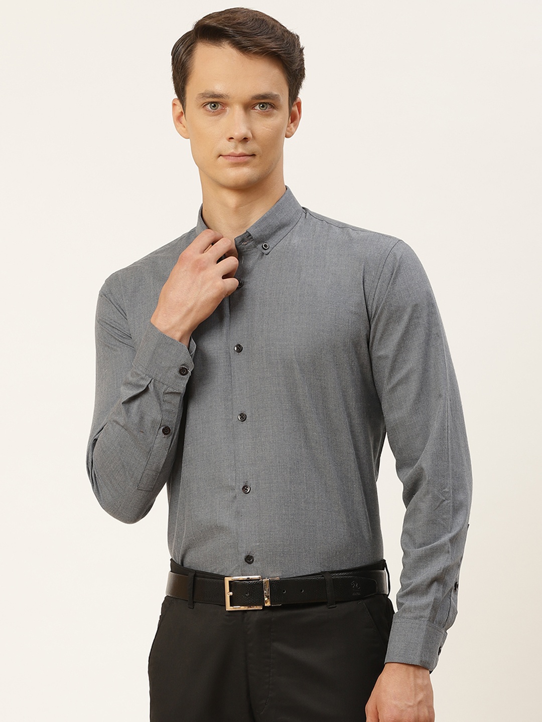 

SOJANYA Men Charcoal Classic Formal Shirt