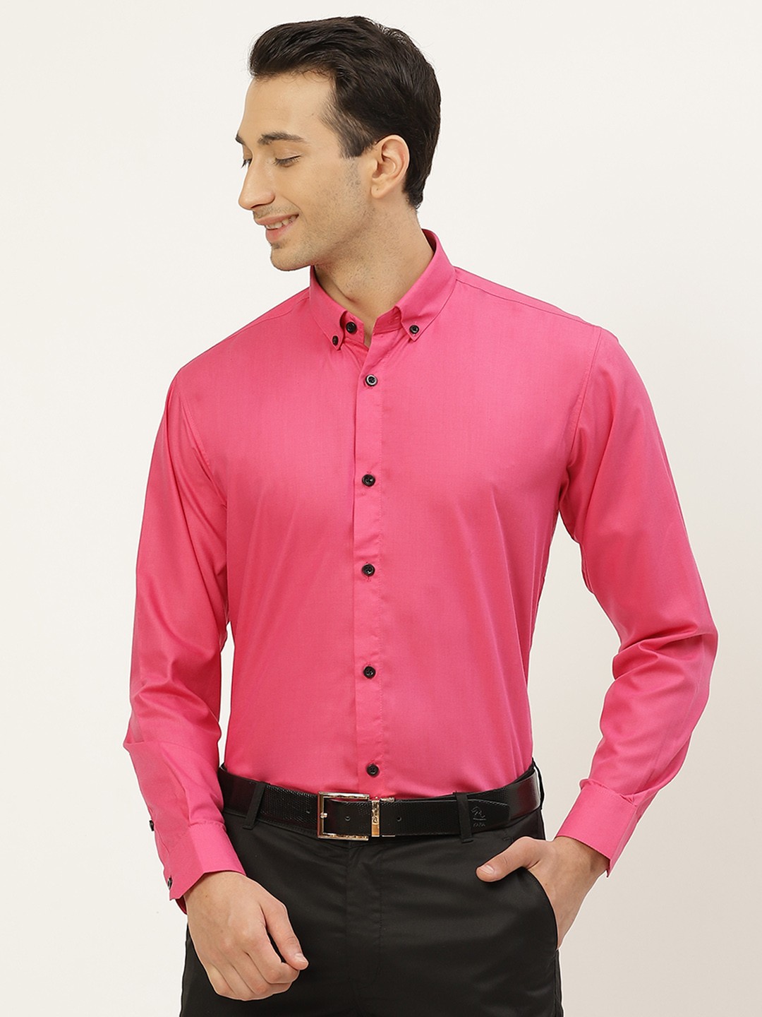 

SOJANYA Men Pink Pure Cotton Solid Classic Formal Shirt