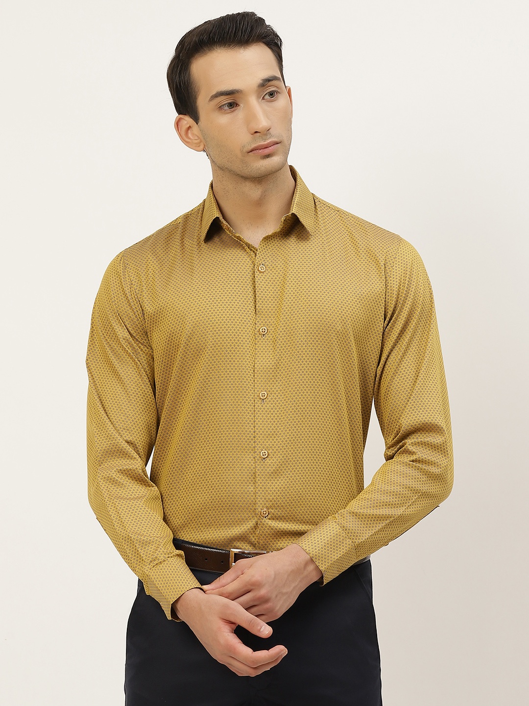 

SOJANYA Men Mustard Yellow Classic Formal Shirt