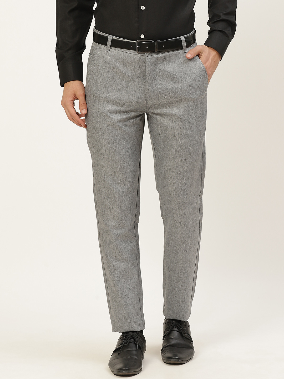 

SOJANYA Men Grey Melange Formal Trousers
