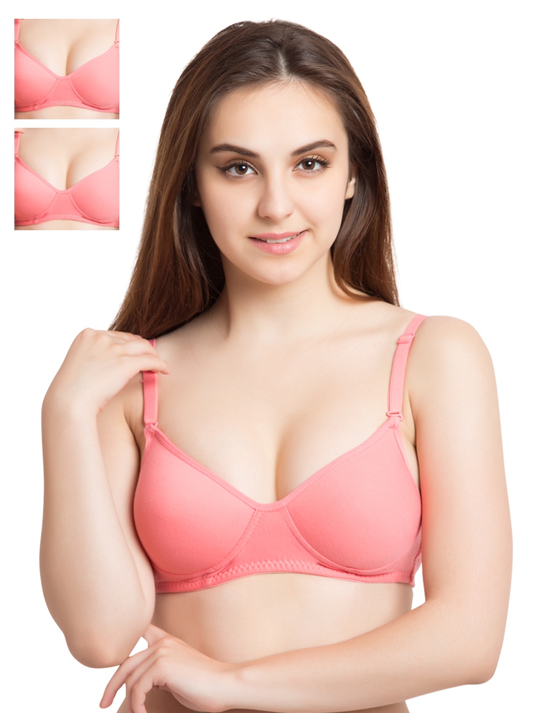 

Tweens Pack of 3 Coral Pink Medium-Coverage T-Shirt Bras TW1301