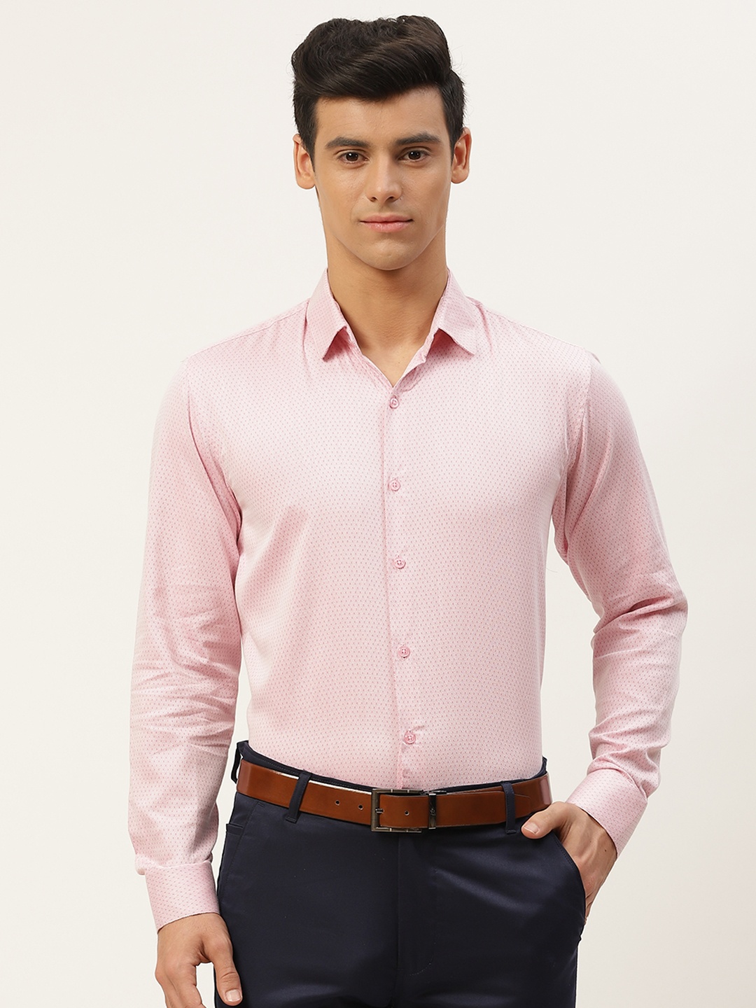 

SOJANYA Men Pink Pure Cotton Woven Design Classic Formal Shirt