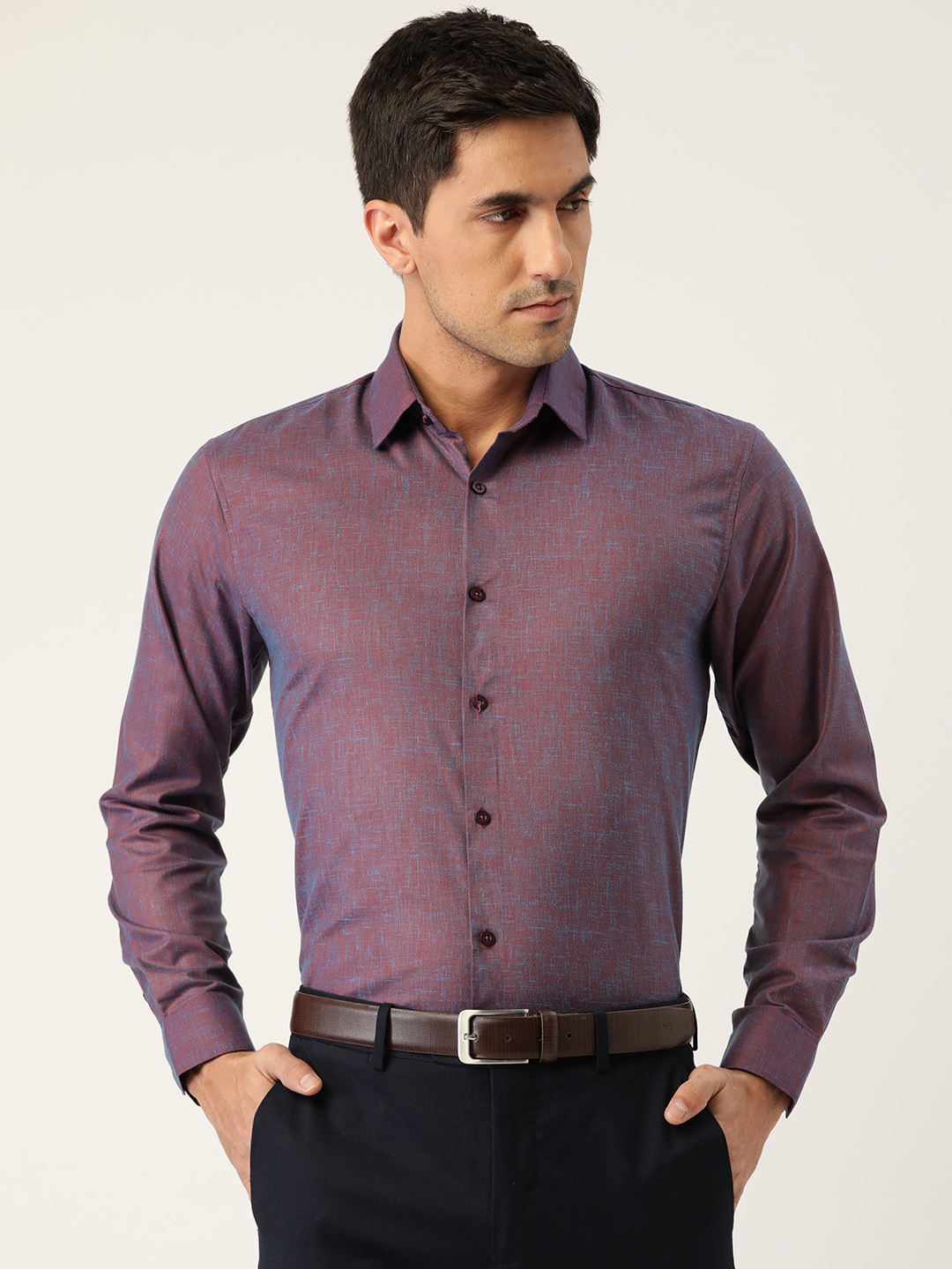 

SOJANYA Men Purple Classic Dual-Toned Formal Shirt