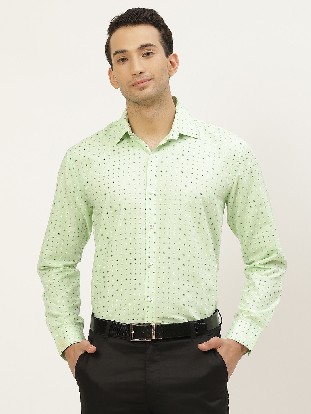 

SOJANYA Men Green Printed Classic Fit Formal Shirt